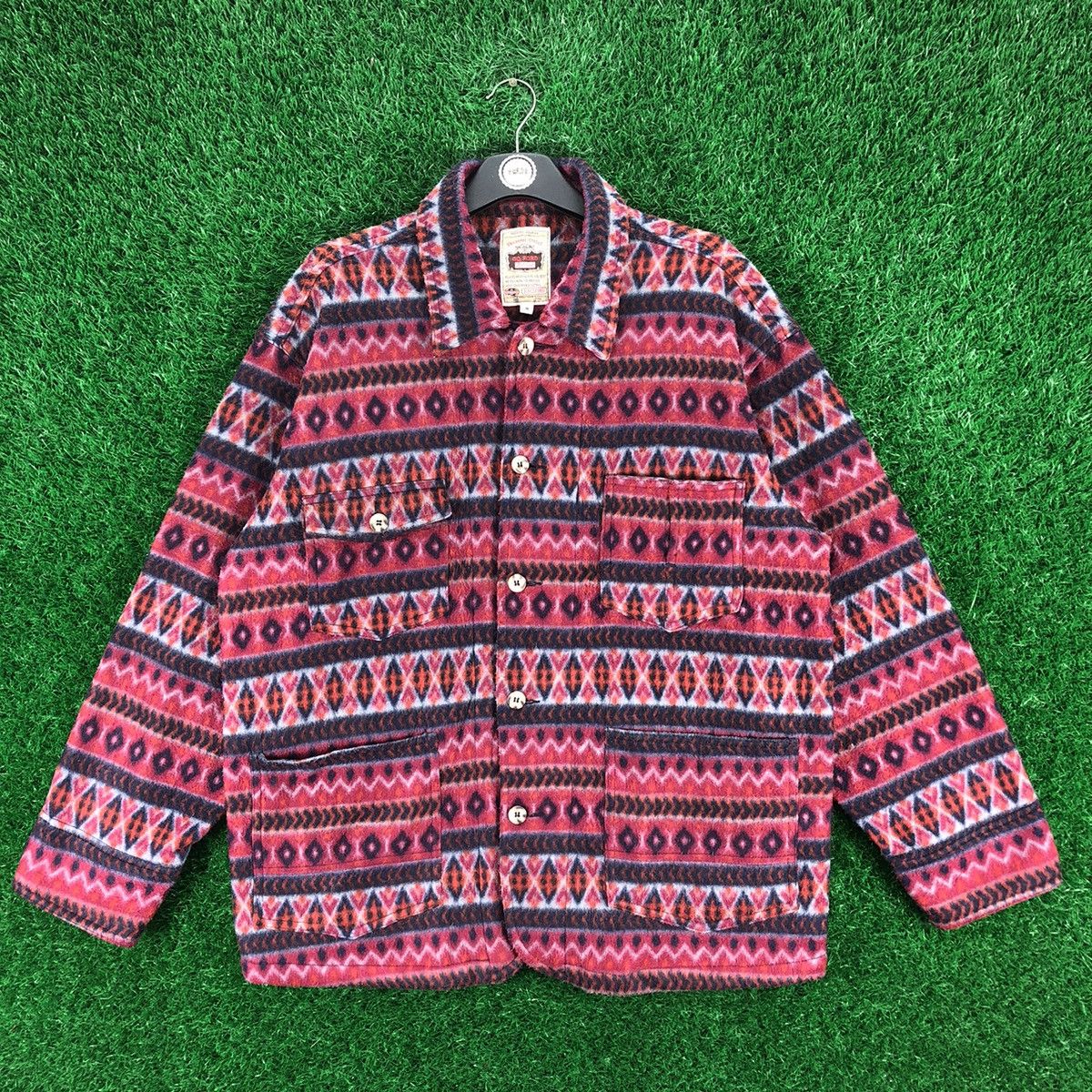 Japanese Brand Vintage 90's Navajo Fleece Chore Jacket by GQ Ford Size US XL / EU 56 / 4 - 1 Thumbnail