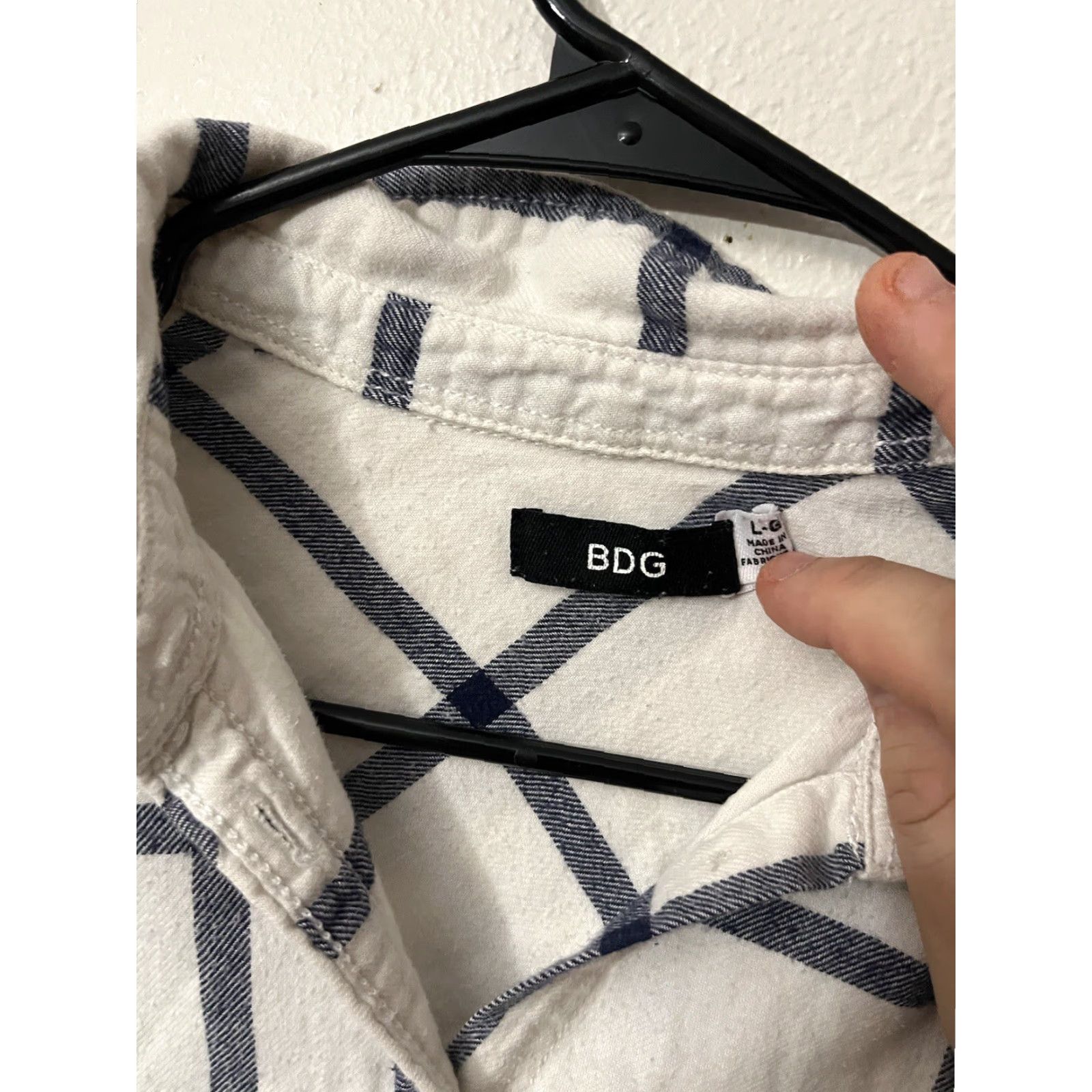 Bdg BDG Urban Outfitters Large White Plaid Flannel Button Up Long Sleeve Shirt Women L Size L / US 10 / IT 46 - 3 Thumbnail