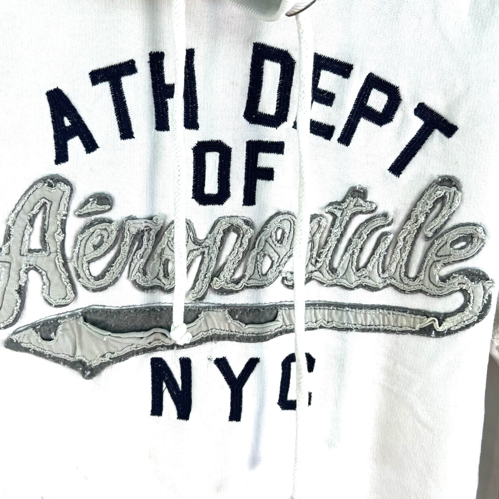 Vintage Aéropostale ATH DEPT of NTC 87 Hooded Sweatshirt Adult Size M White Embroidered Size US M / EU 48-50 / 2 - 2 Thumbnail