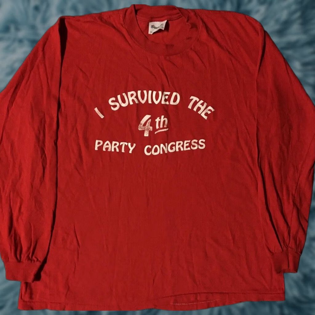 Vintage VINTAGE 80s I Survived The 4th Party Congress Faded Shirt M Red USA Military Politics Government Single Stitch T-Shirt Mens Size US M / EU 48-50 / 2 - 1 Thumbnail