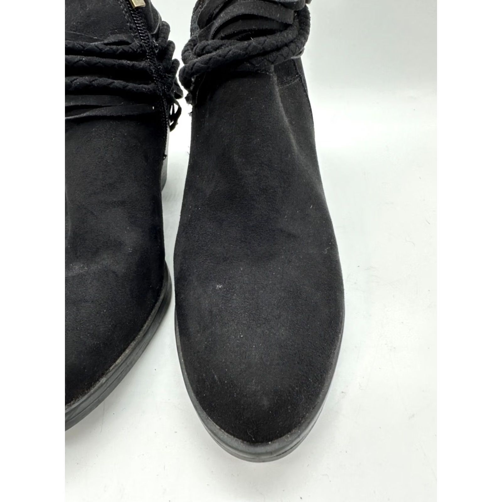 Vintage Bamboo Womens Bootie Ankle Black Faux Suede Block Heel Zipper Size 7.5 Shoes Size US 8 / IT 38 - 4 Thumbnail