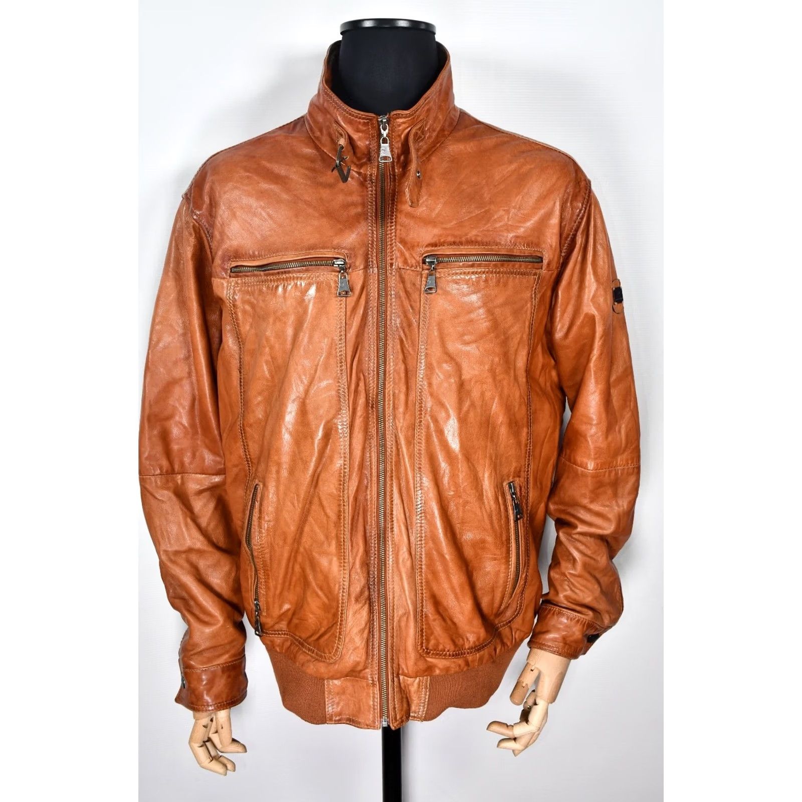 Pierre Cardin Pierre Cardin Paris Jacket Leather 58/49R Mens Orange Burnt Leather Jacket Regular XL? Size US M / EU 48-50 / 2 - 2 Thumbnail
