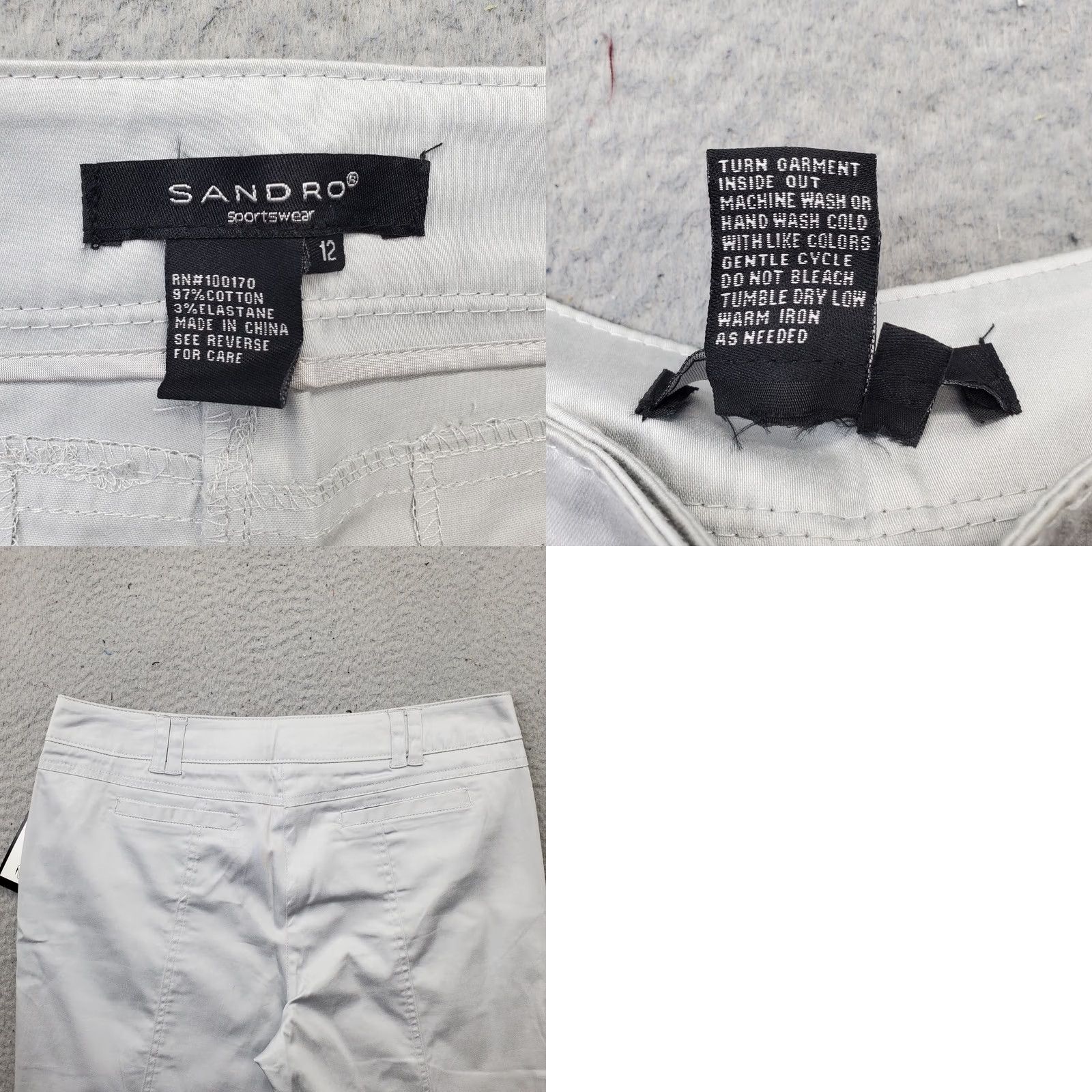 Sandro Sandro Sportswear Crop Pants Womens 12 Gray Stretch Flat Front Double Belt Loops Size 34" / US 12 / IT 48 - 8 Thumbnail