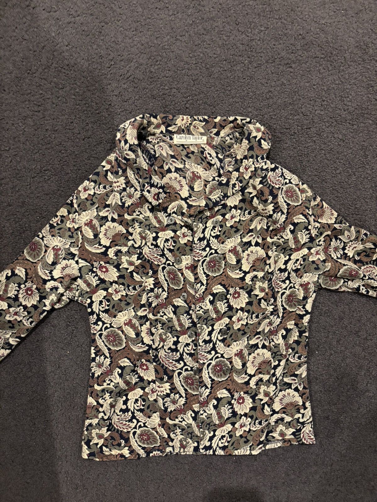 Vintage Vintage Patterned Blouse Autumn Colours Carolyn Taylor Size S / US 4 / IT 40 - 1 Thumbnail