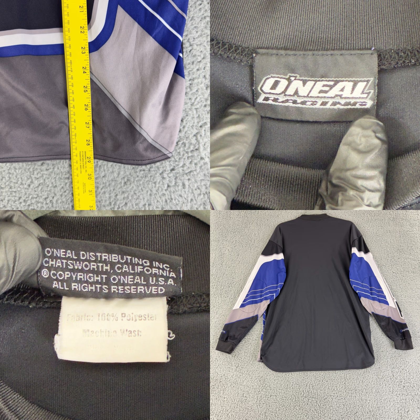 Vintage O'Neal Racing Elements Motocross Shirt Men Large Blue Black Pullover Long Sleeve Shirt Size US L / EU 52-54 / 3 - 8 Thumbnail