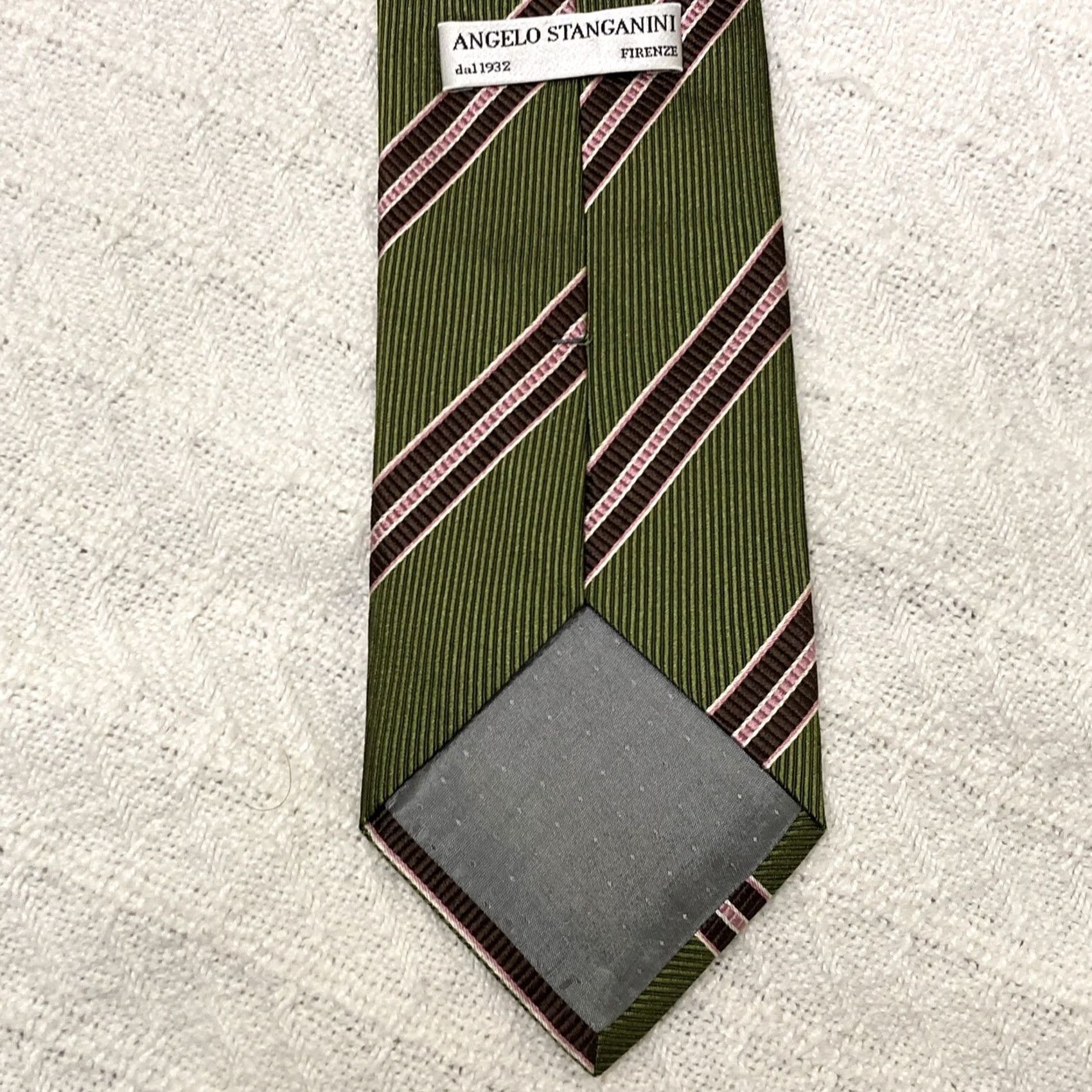 Vintage VINTAGE Angelo Stanganini Tie Striped Silk Green Firenze Men’s Necktie Size ONE SIZE - 3 Thumbnail