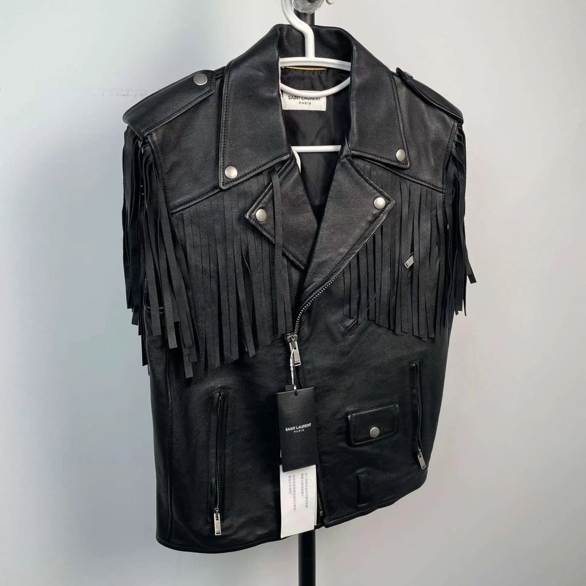 Yves Saint Laurent YSL Black Leather Vest M New With Tags Size S / US 4 / IT 40 - 3 Thumbnail