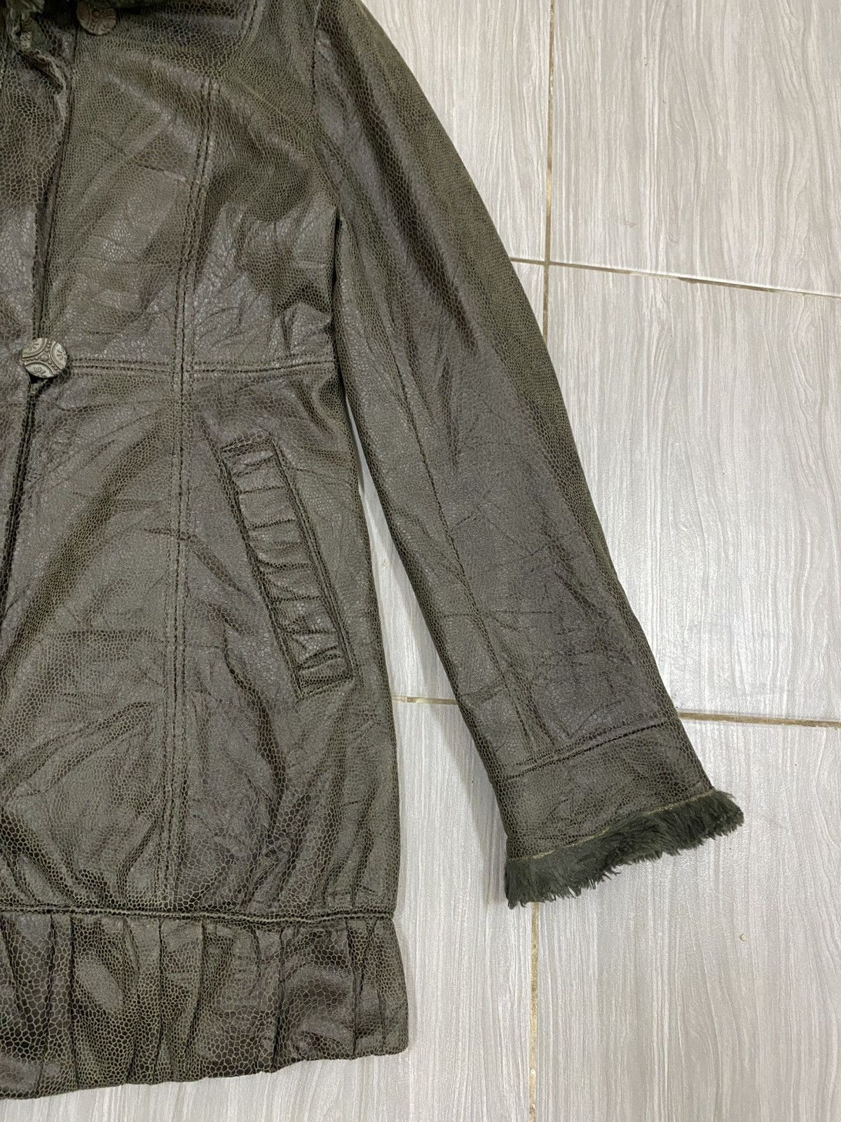Japanese Brand Arte Soie Olive Shearling Leather Jacket – Japanese Vintage Size M / US 6-8 / IT 42-44 - 4 Thumbnail