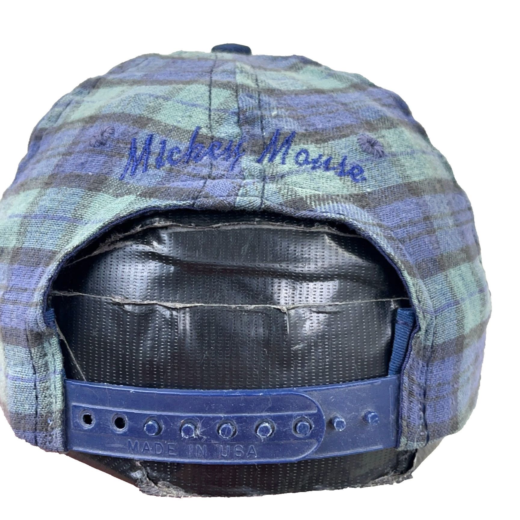 Mickey Unlimited VINTAGE Mickey Mouse Snapback Hat Cap Plaid Green Blue 90s Retro Cartoon Adjustable Mens Size ONE SIZE - 2 Thumbnail