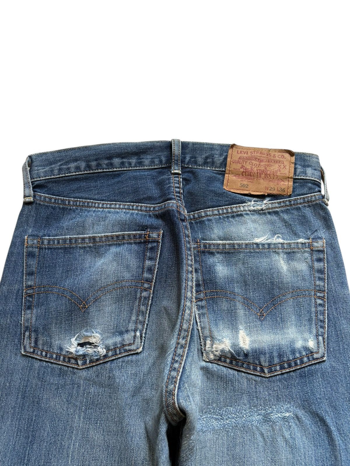 Levi's Vintage 80s Levis 502 Big E Selvedge Mud Wash Distress Jeans Size US 28 / EU 44 - 8 Thumbnail