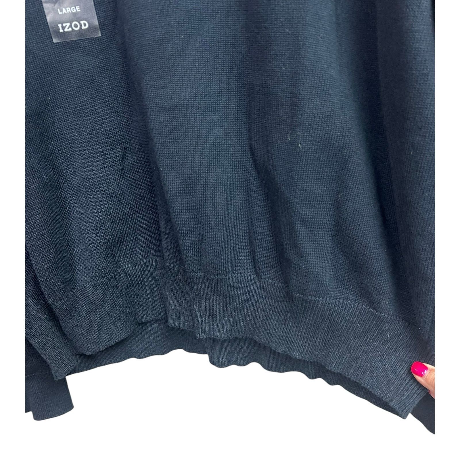 Izod IZOD Men's V-Neck Sweater Navy Blue Large Cotton Size US L / EU 52-54 / 3 - 6 Thumbnail
