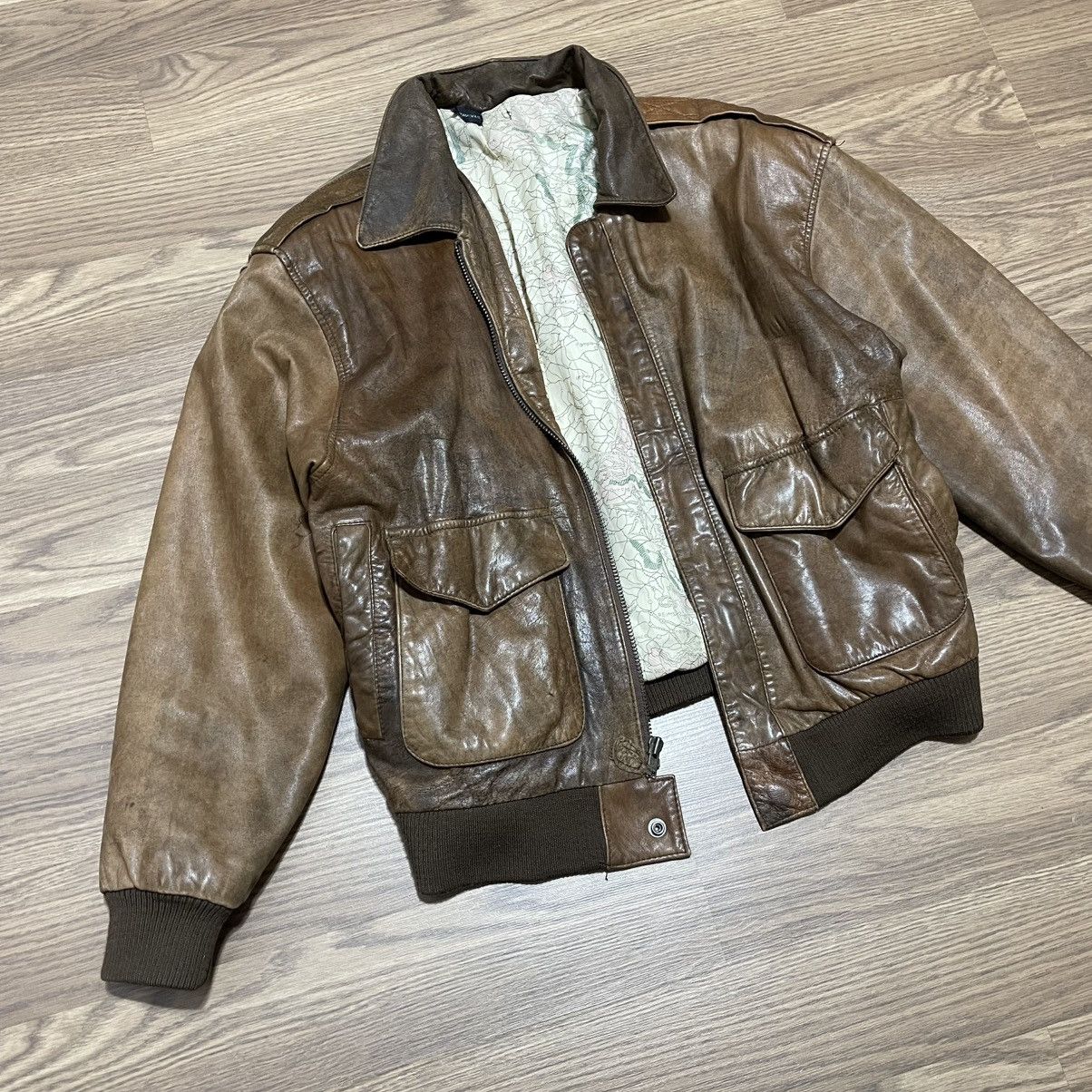 Vintage Vintage brown Leather flight jacket Size US M / EU 48-50 / 2 - 2 Thumbnail