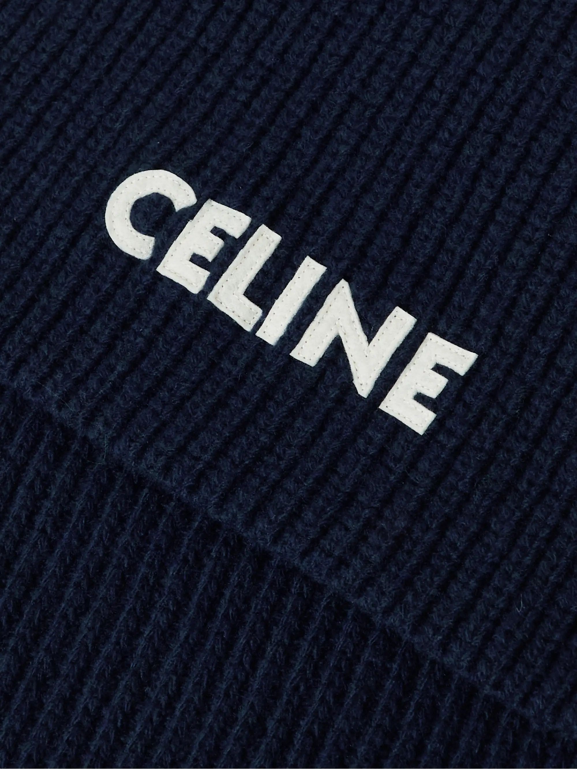Celine o1mle0426 Size: OS / Logo Appliqued Ribbed Wool Scarf Size ONE SIZE - 3 Thumbnail