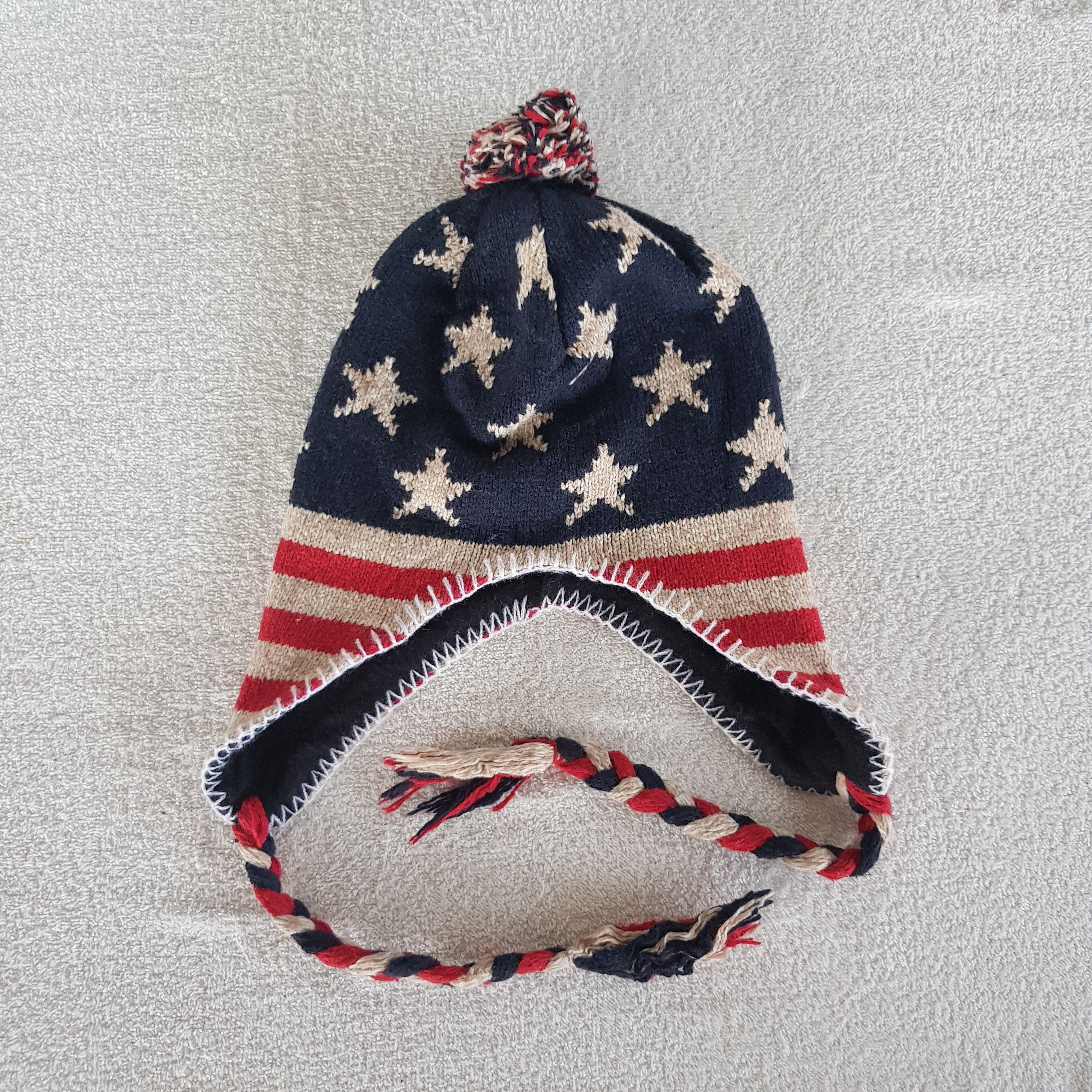 Other Vintage American Flag Earflap Beanie Pom Pom Snow Caps Hats Size ONE SIZE - 6 Thumbnail