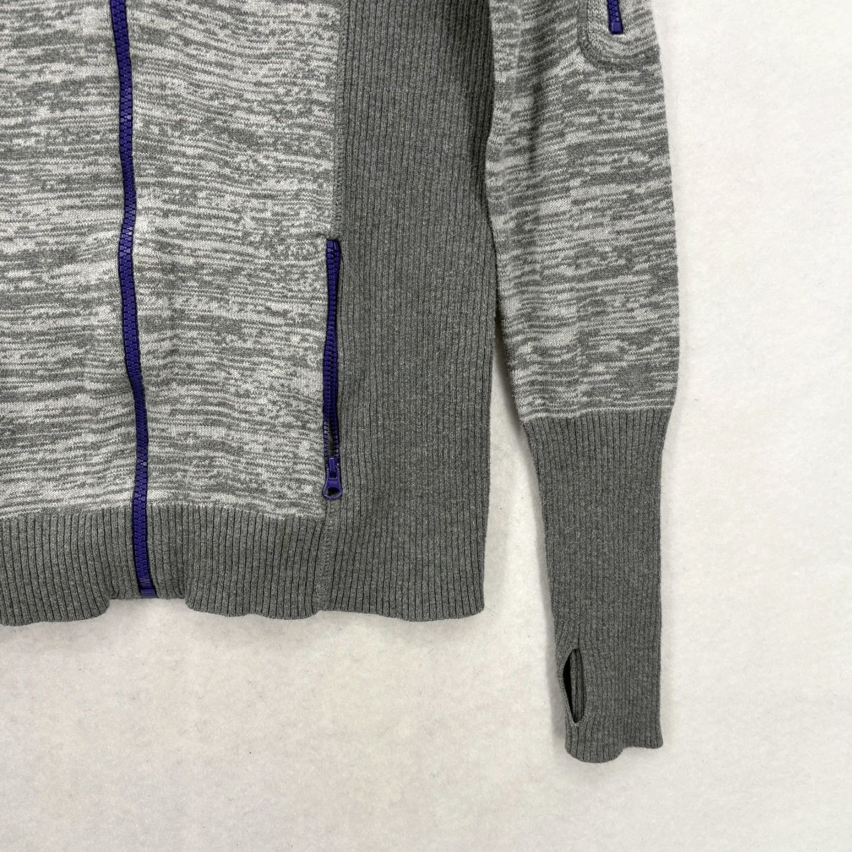 Vintage Skyr Sweater Womens Small Gray Full Zip Knit Jacket Thumbholes Pockets Raglan Size S / US 4 / IT 40 - 3 Thumbnail