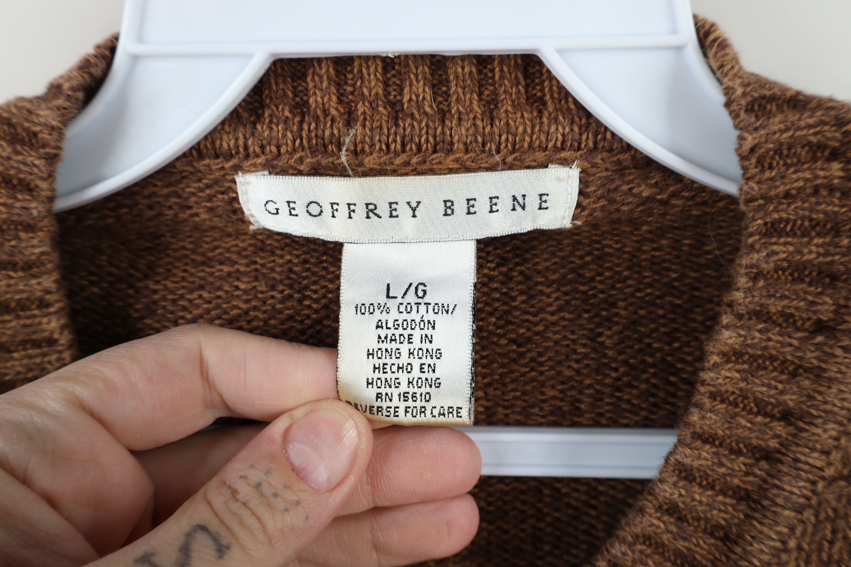Vintage Vintage 90s Streetwear Ribbed Knit Crewneck Sweater Brown Size US L / EU 52-54 / 3 - 7 Thumbnail