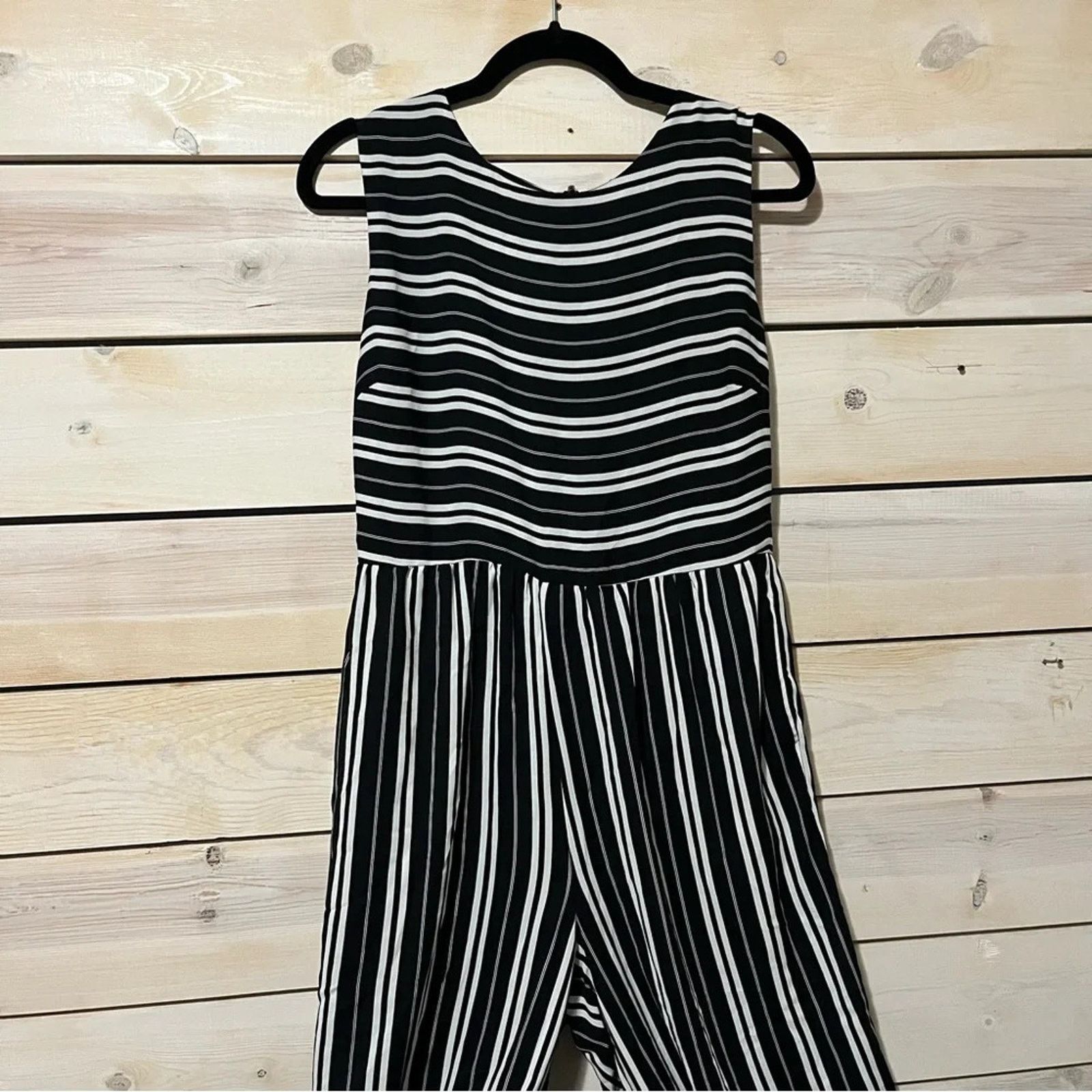 Anthropologie NEW! Everly Black White Striped Sleeveless Wide Leg Jumpsuit Size 30" / US 8 / IT 44 - 5 Thumbnail