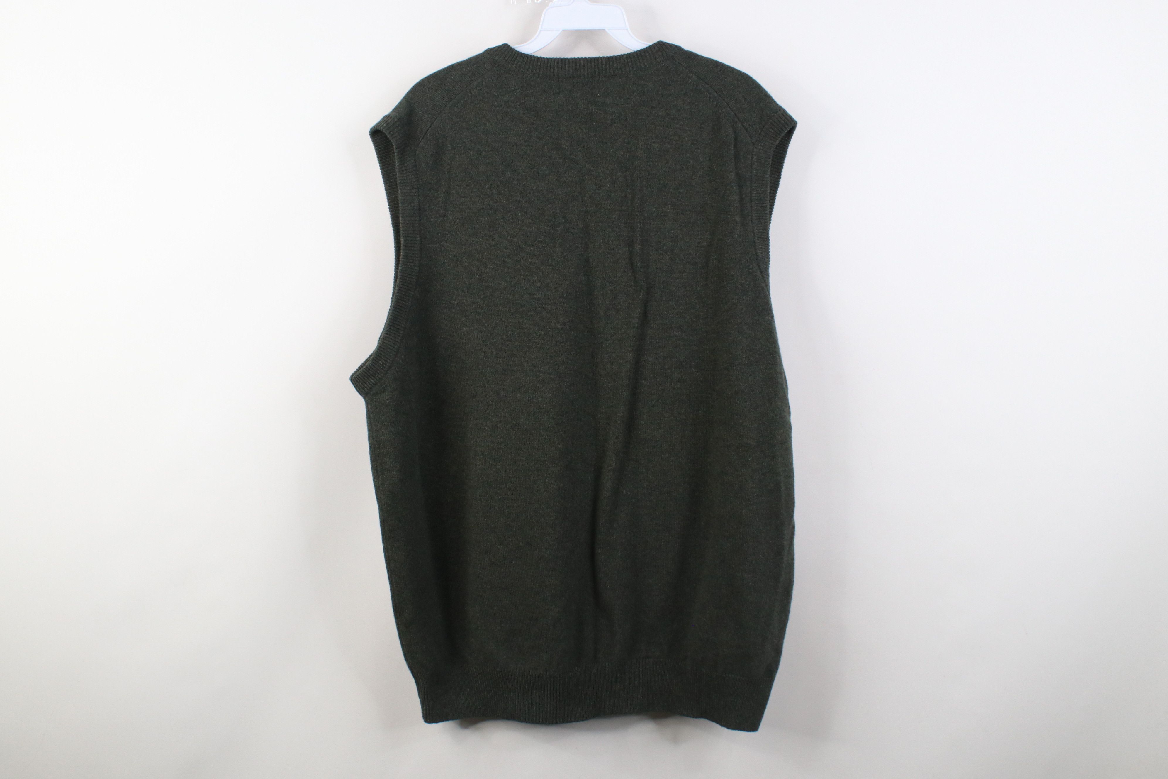 L.L. Bean Vintage 90s LL Bean Lambswool Knit V-Neck Sweater Vest Green Size US XL / EU 56 / 4 - 7 Thumbnail