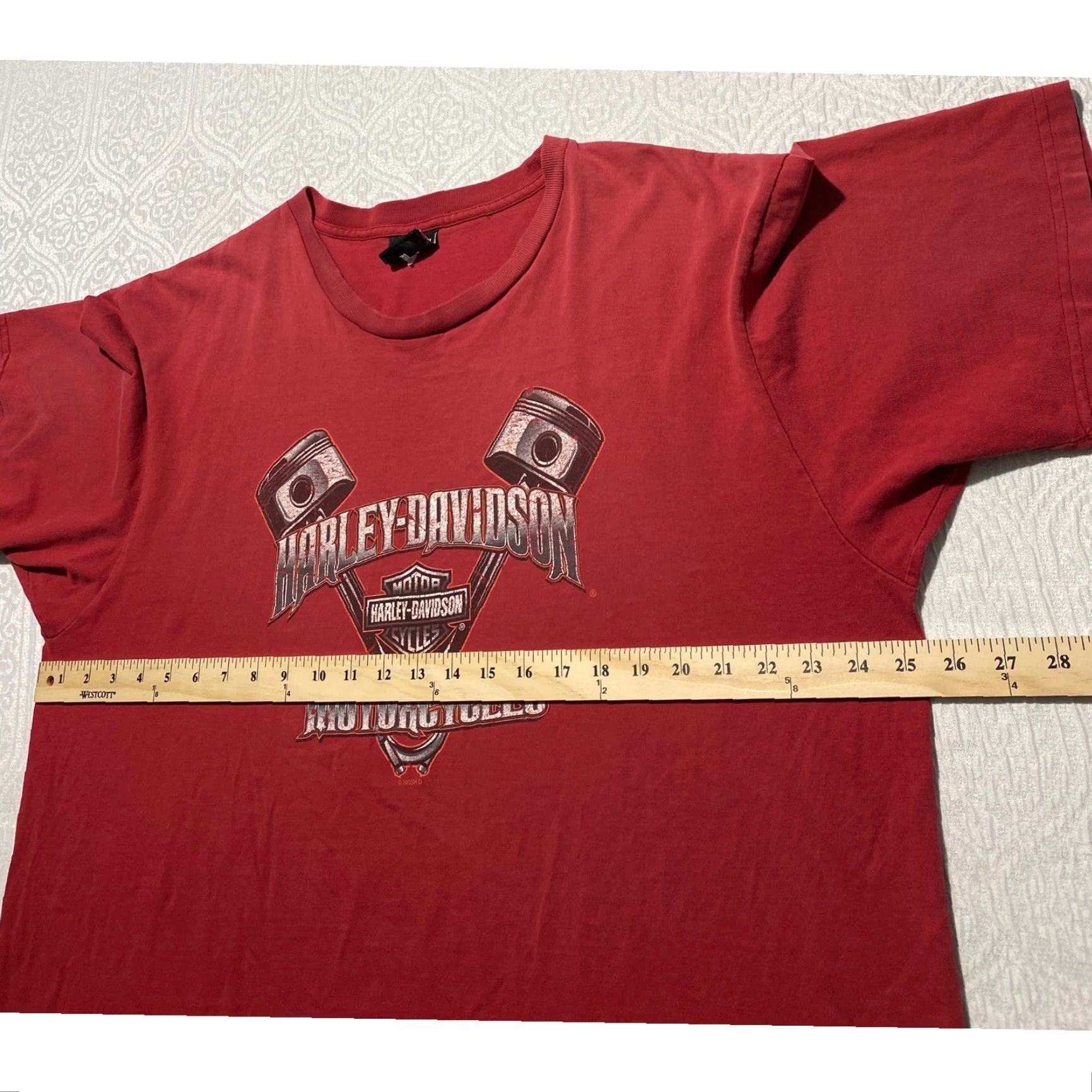 Harley Davidson VINTAGE Harley-Davidson Tee 2XL Red Crew Neck Short Sleeve Pistons Eagle Graphic 2005 Orlando Florida Mens Size US XXL / EU 58 / 5 - 6 Thumbnail