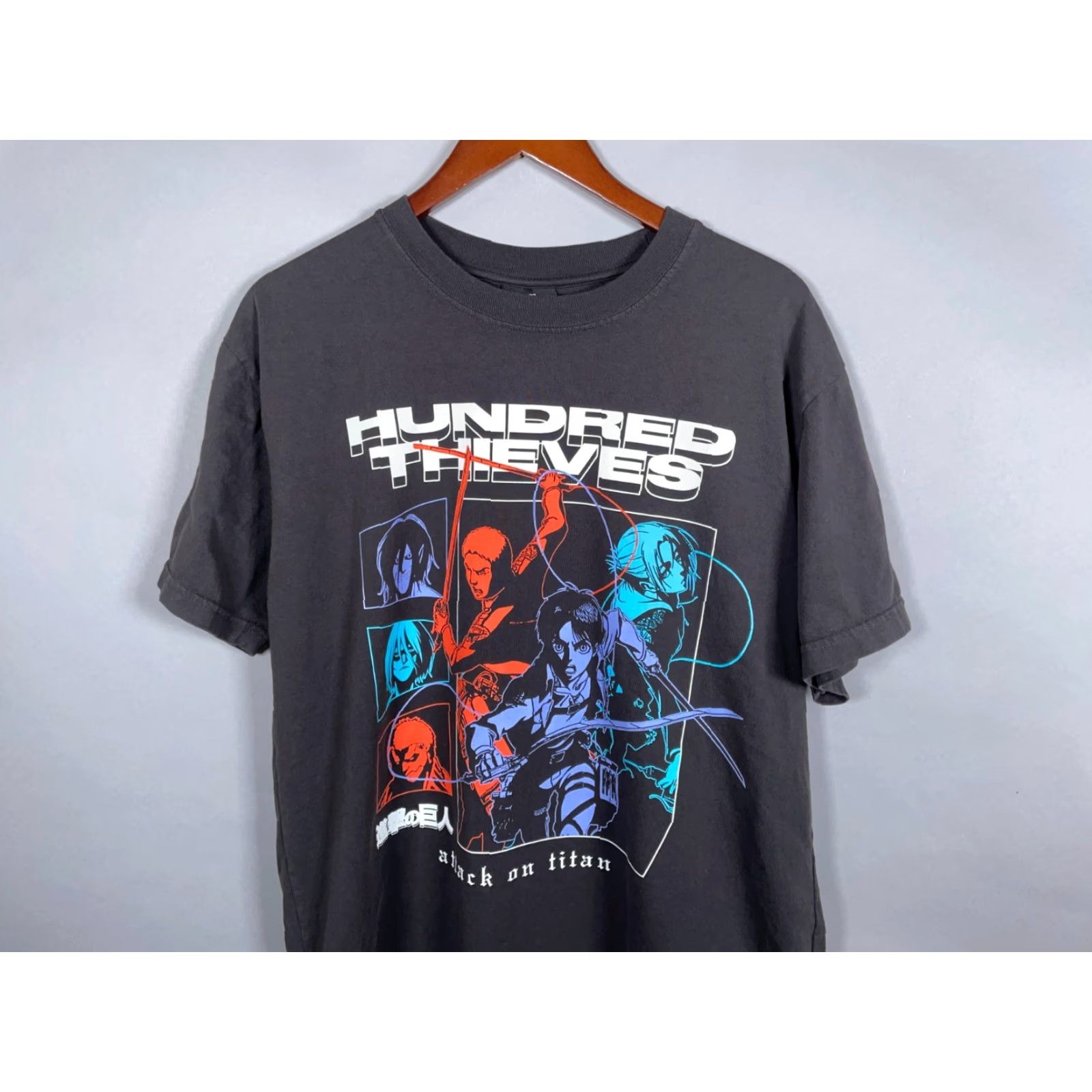 100 Thieves 100 Thieves Attack on Titan T-Shirt Adult Large Black Graphic Print Double-Sided Anime Mens Size US L / EU 52-54 / 3 - 4 Thumbnail