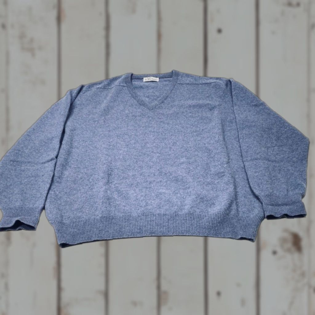 Market Quill's Woollen Market Womens 2XL Blue 100% Purew New Wool V-Neck Sweater Size XXL / US 16-18 / IT 52-54 - 1 Thumbnail