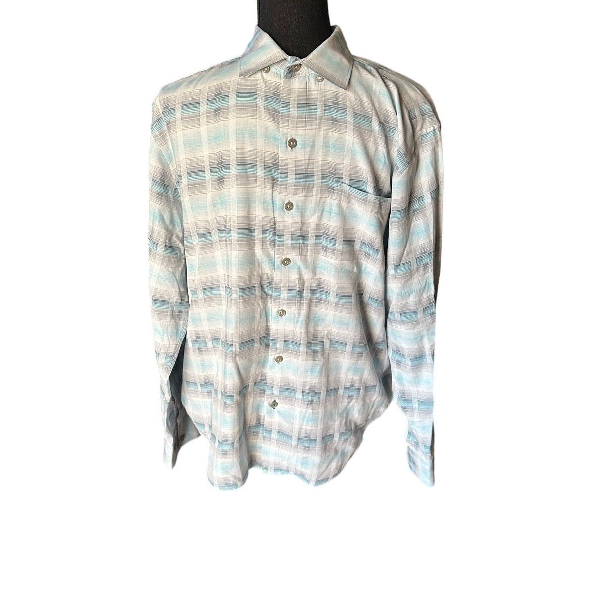 Tommy Bahama Tommy Bahama Blue Gray Plaid Lightweight Button Up Shirt Size US M / EU 48-50 / 2 - 1 Thumbnail