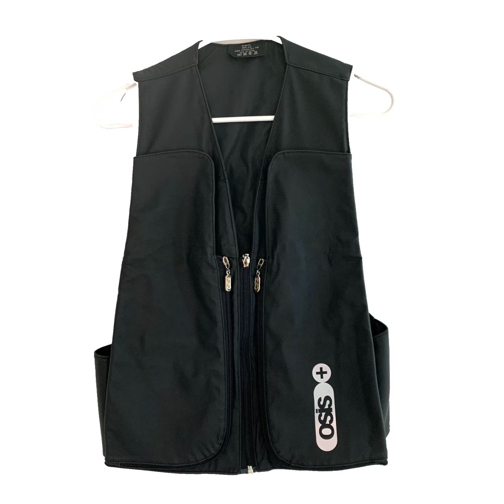 Vintage OSIS Black PVC Zip Vest Men XS S Regular Full Zip Pockets Outdoor Travel Workwear Vest Size US S / EU 44-46 / 1 - 2 Thumbnail