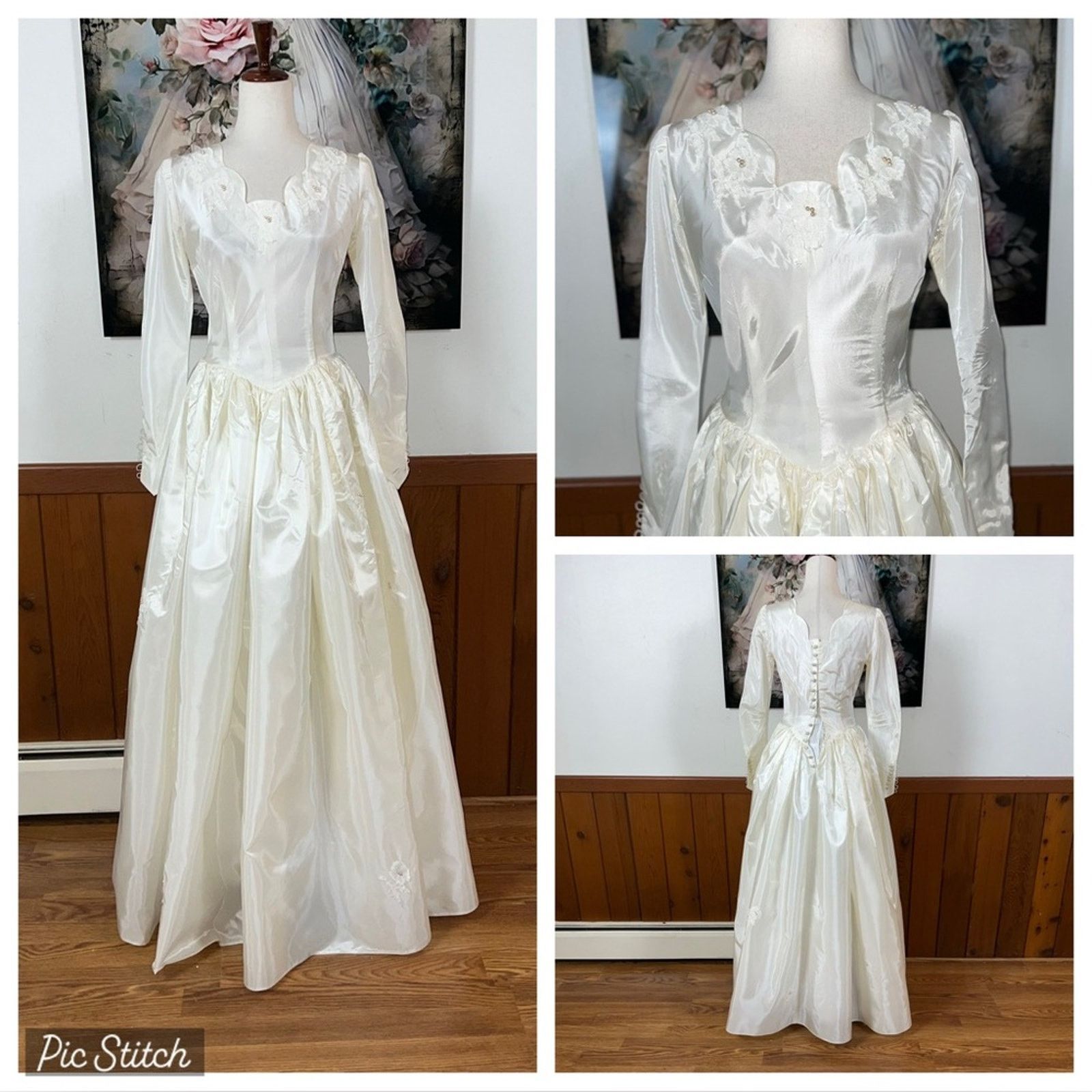 Elegant Vintage 1950s Taffeta Wedding Gown!