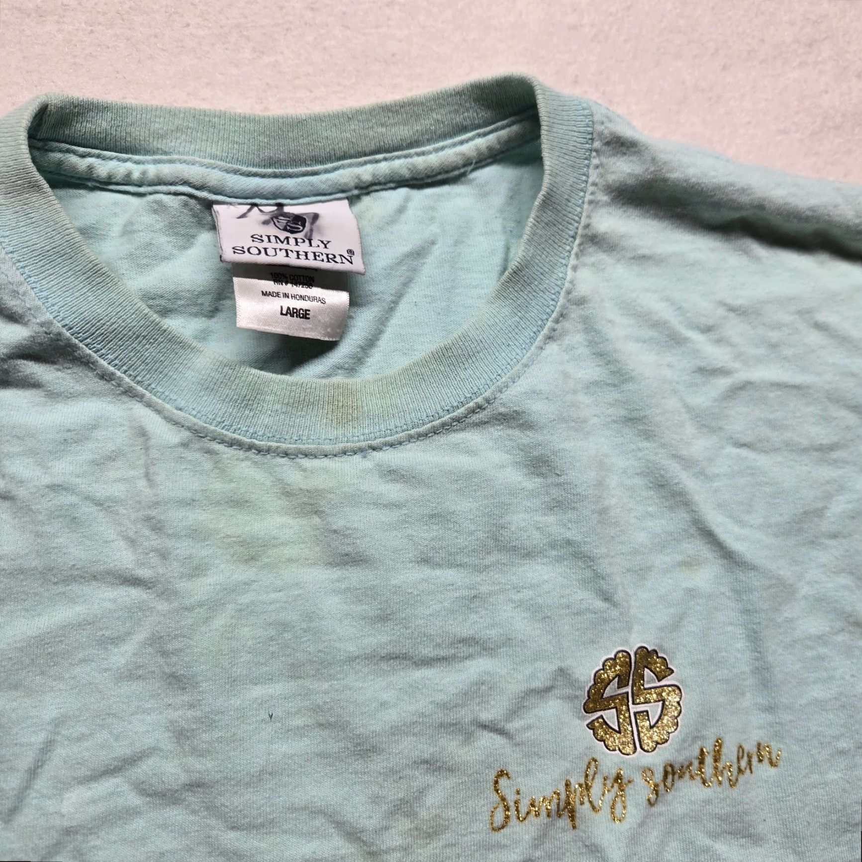 Vintage Simply Southern Shirt Blue Long Sleeve Adults L Solid Bow Patch Size L / US 10 / IT 46 - 6 Thumbnail