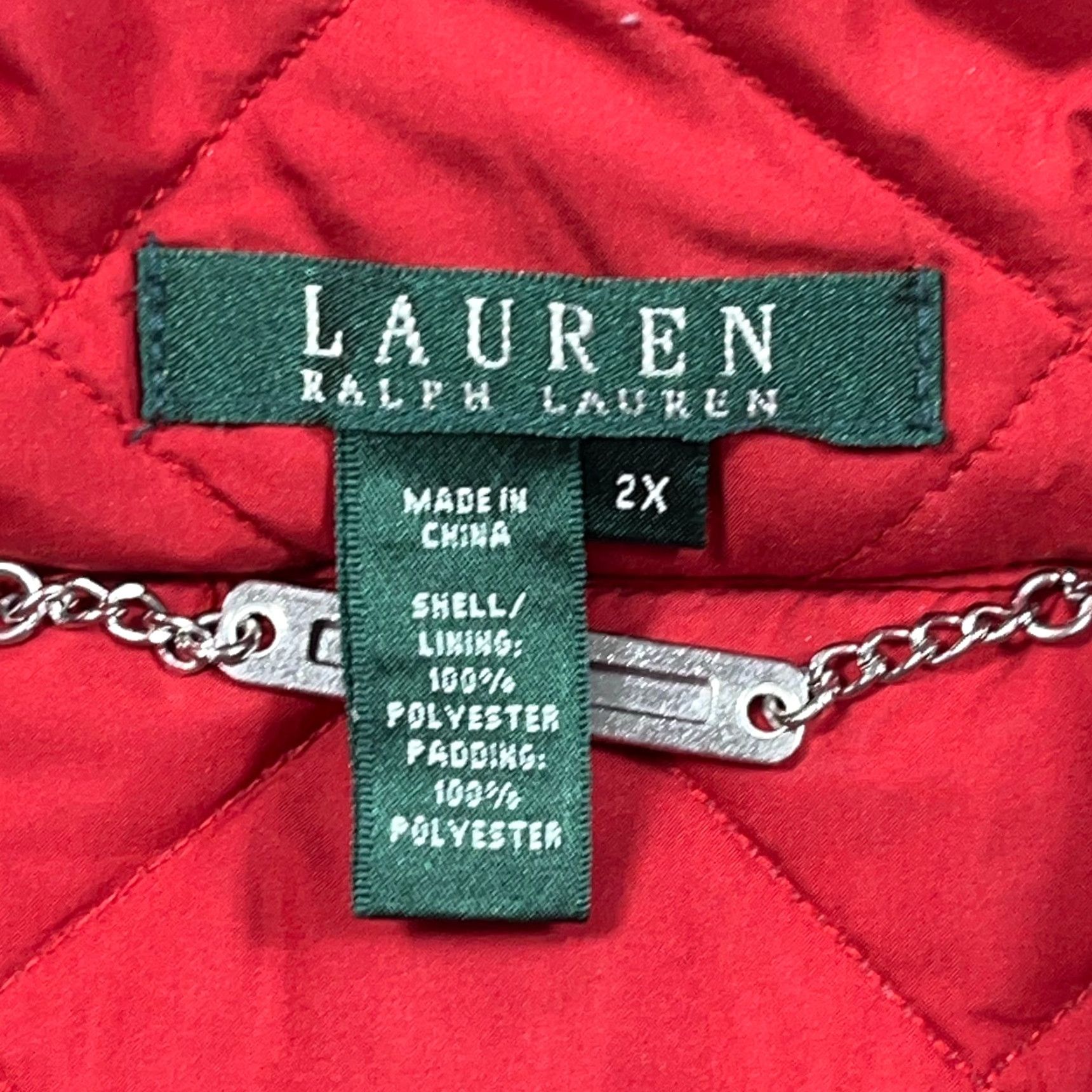 Ralph Lauren Lauren Ralph Lauren Puffer Vest Women 2X Red Quilted Full Zip Logo Embroidered Jacket Vest LRL Size XXL / US 16-18 / IT 52-54 - 3 Thumbnail