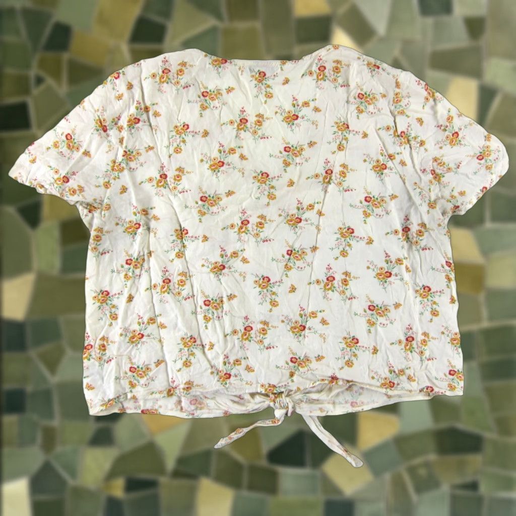 Madewell VINTAGE Madewell Blouse Shirt 100% Rayon Ivory Pink Green Orange Floral Short Sleeve L Womens Size L / US 10 / IT 46 - 1 Thumbnail