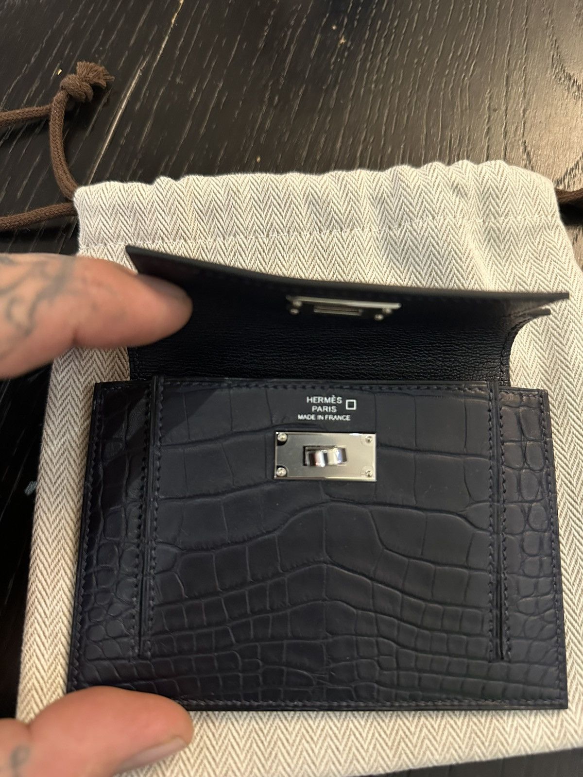 Hermes Hermes 2026 NEW 1:1 CROC KELLY POCKET MINI COMPACT WALLET Size ONE SIZE - 4 Thumbnail