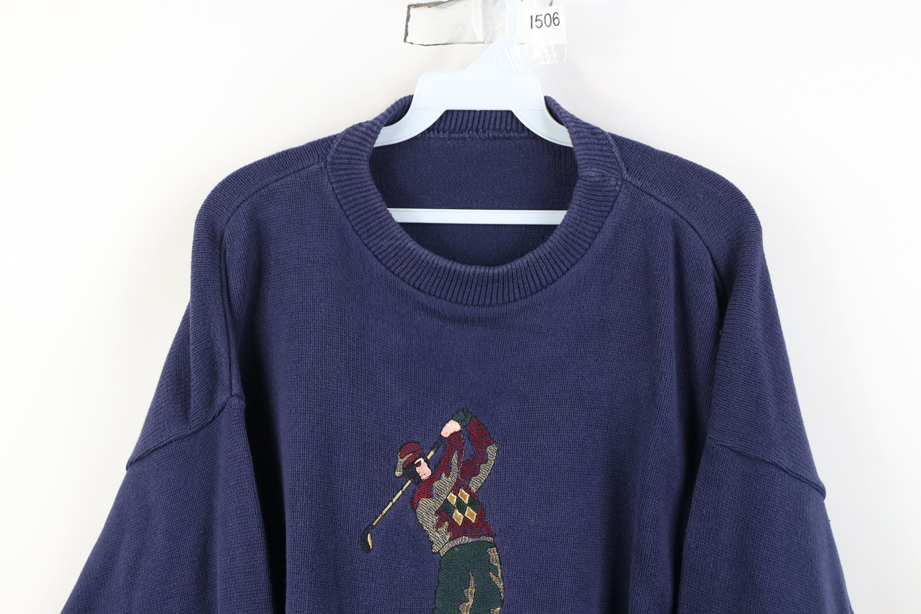 Vintage Vintage 90s Streetwear Golfing Knit Crewneck Sweater Blue Size US XL / EU 56 / 4 - 2 Thumbnail