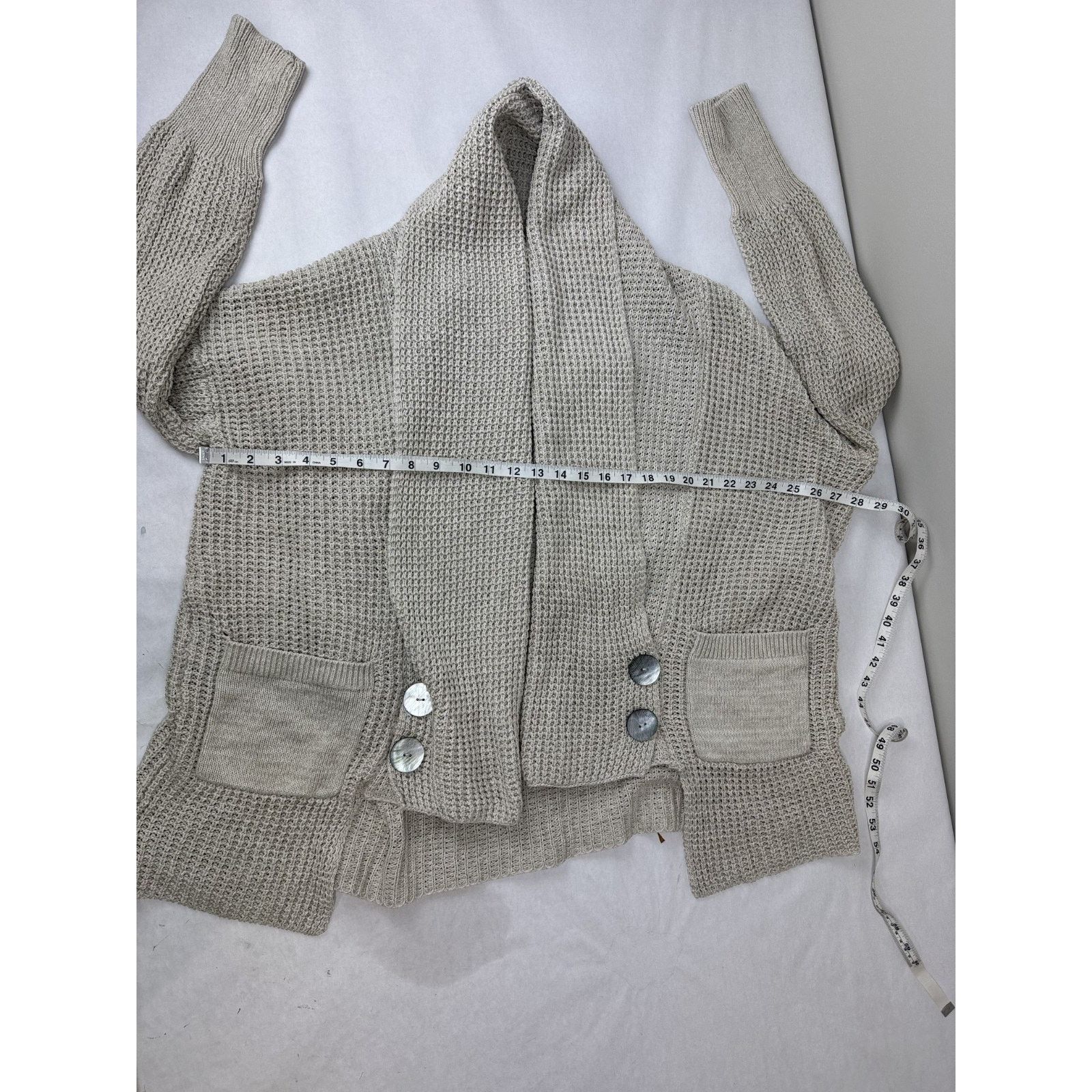 Other Oversized Cardigan Sweater Beige Waffle-Knit Shell Medium Size M / US 6-8 / IT 42-44 - 4 Thumbnail
