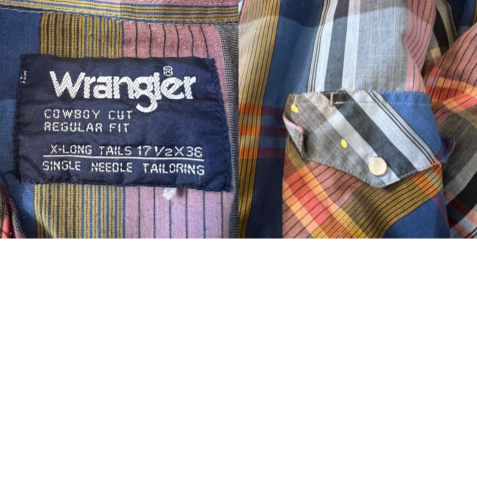 Wrangler Wrangler Shirt Mens 17 1/5 36 Cowboy Cut X-Long Tails Long Sleeve Pearl Snap Pink 17.5 Regular Long Sleeve Mens Size US XXL / EU 58 / 5 - 8 Thumbnail
