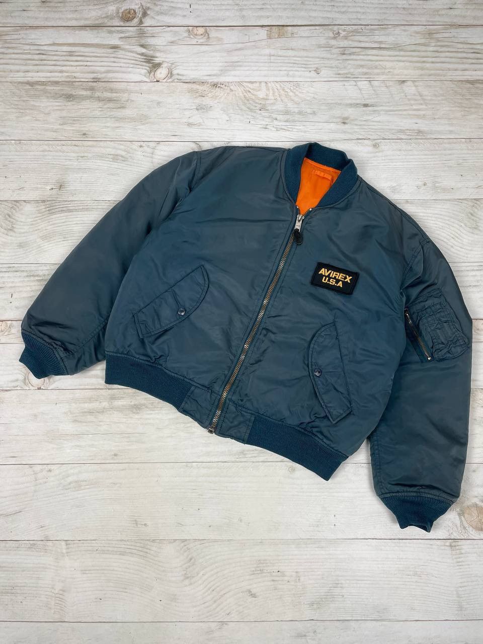 Vintage Avirex Usa Flyers Man Patch Logo Bomber Jacket Ma-1