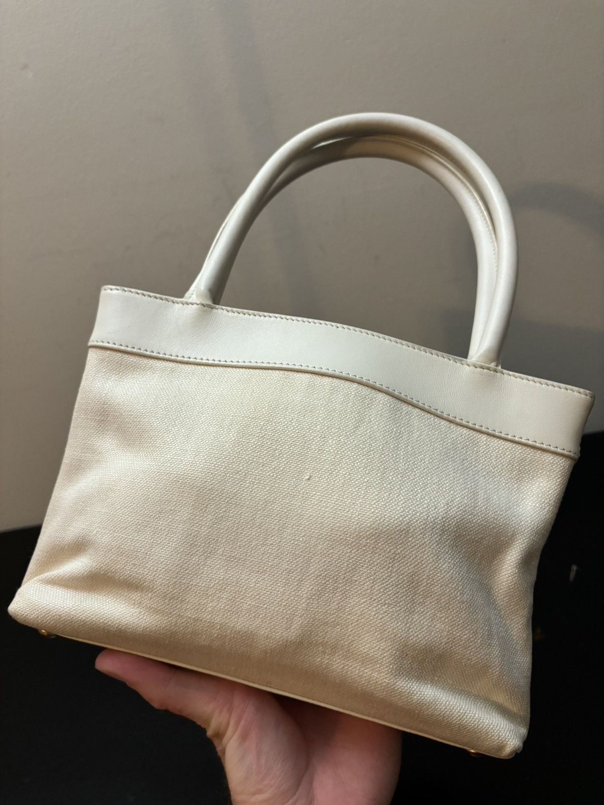 Chanel Chanel CC Caviar Timeless Canvas Tote Hand Bag White Beige Size ONE SIZE - 5 Thumbnail