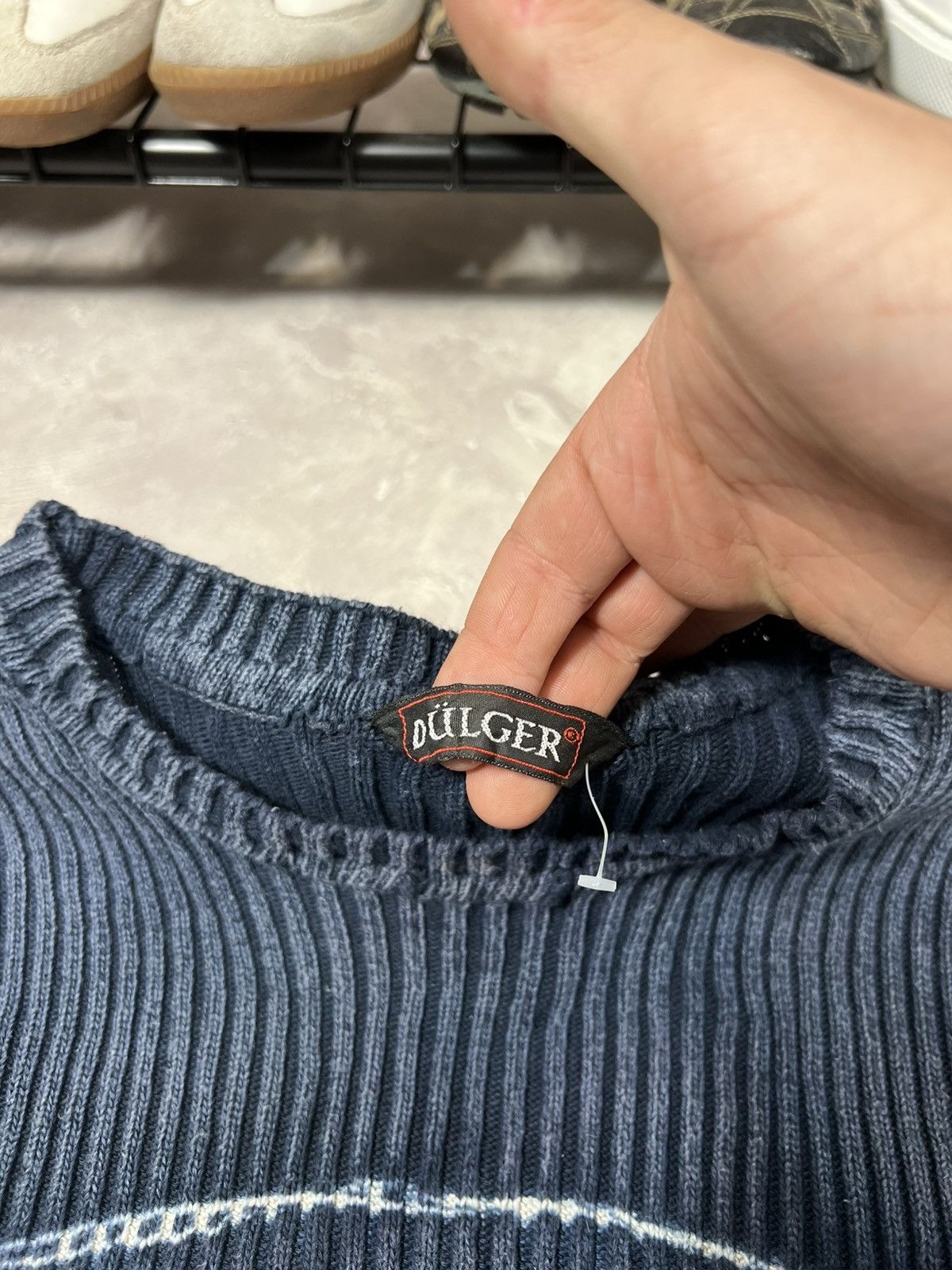 Japanese Brand × Vintage Vintage Junya Watanabe Style Ribbet Distressed Sweater Size US L / EU 52-54 / 3 - 4 Thumbnail