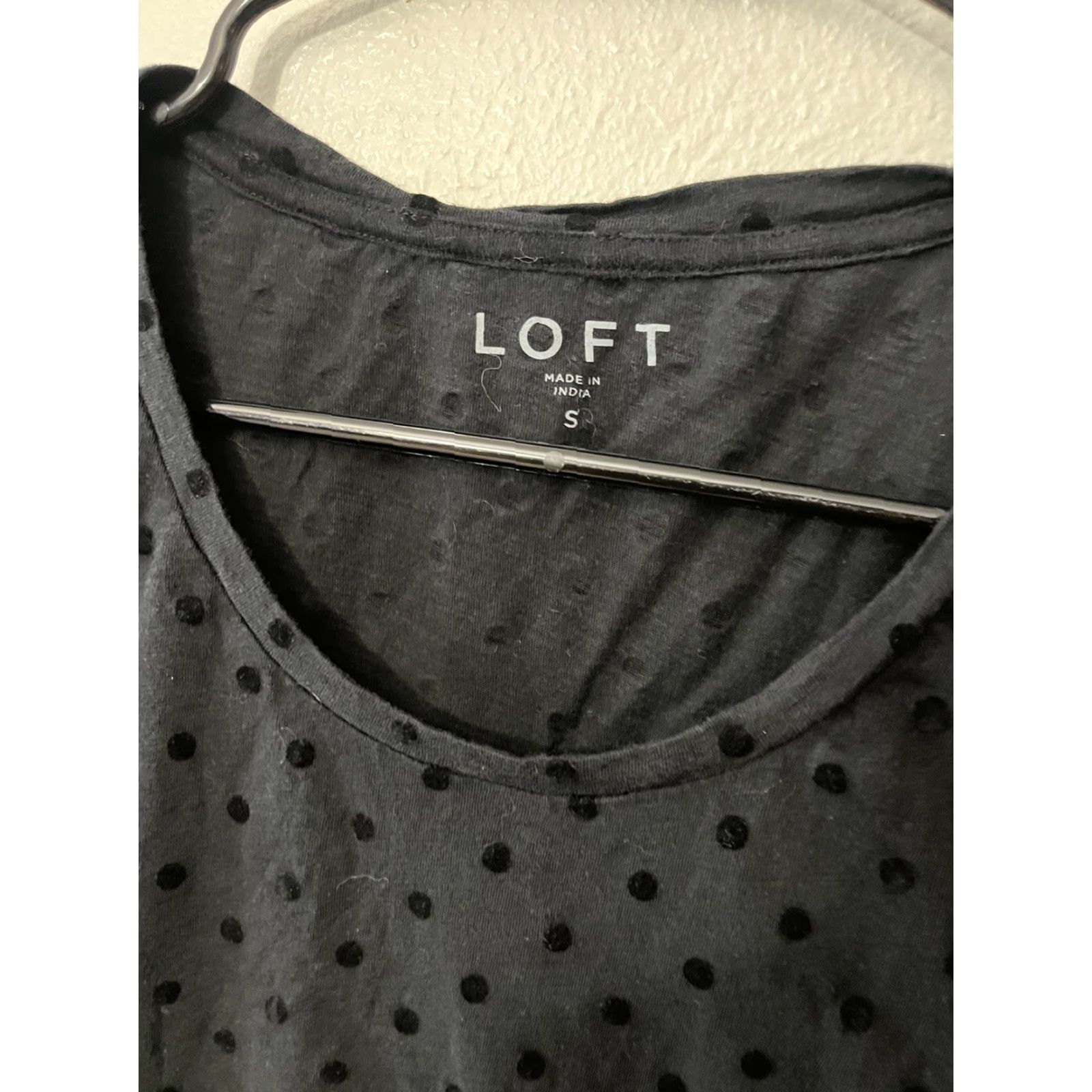 Loft VINTAGE LOFT Long Sleeve Tee Polka Dot Shirt S Black Women Adults Small Crew Size S / US 4 / IT 40 - 3 Thumbnail
