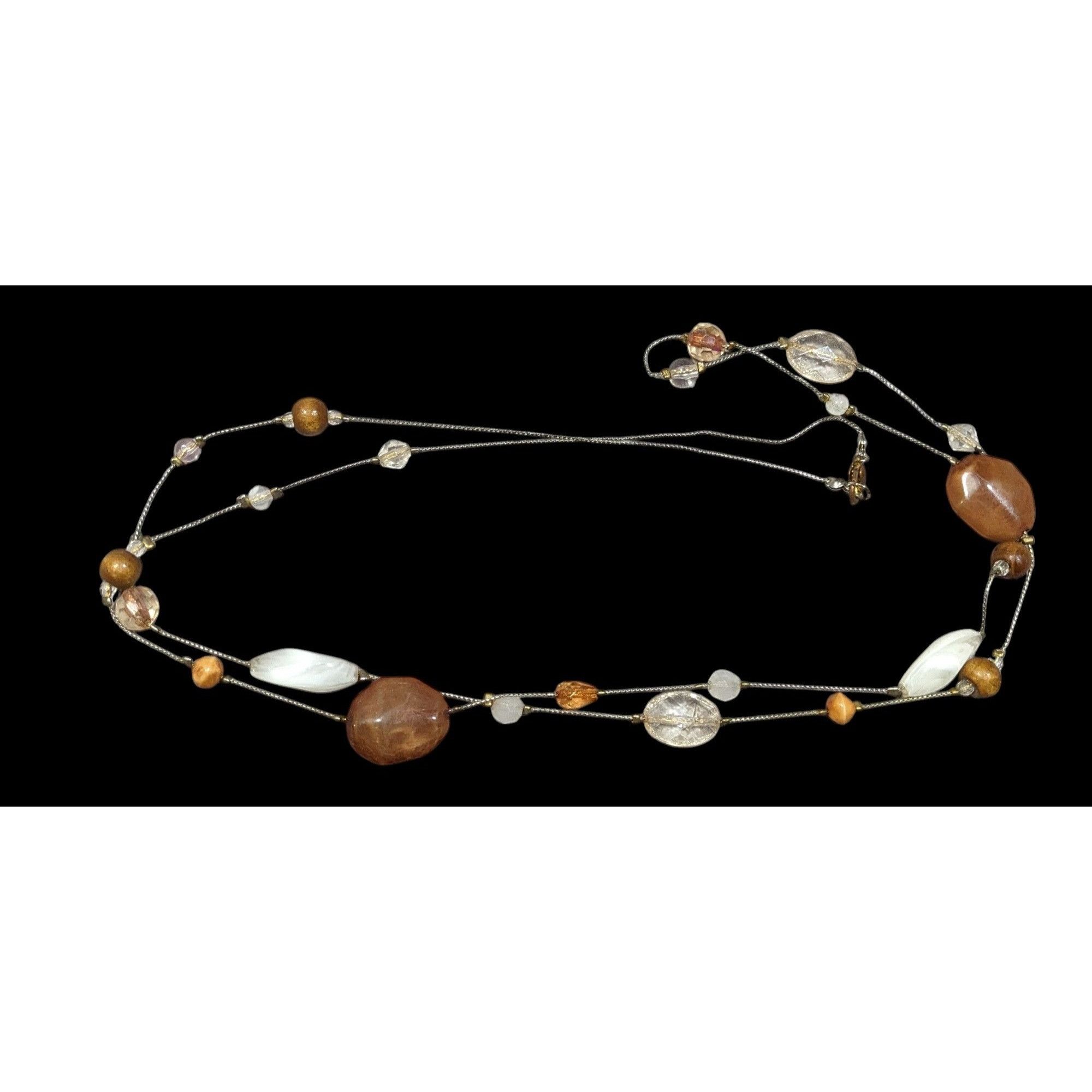 Other Retro Bohemian Brown And Clear Station Necklace Size ONE SIZE - 1 Thumbnail