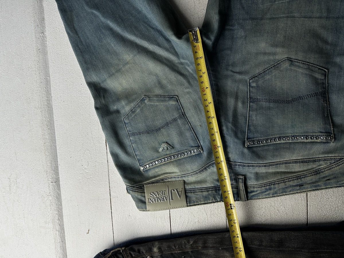 Armani 🚨 ARMANI JEANS WOMEN BLUE DENIM PANTS RINGSTONES Y2K Size 27" / US 4 / IT 40 - 17 Thumbnail