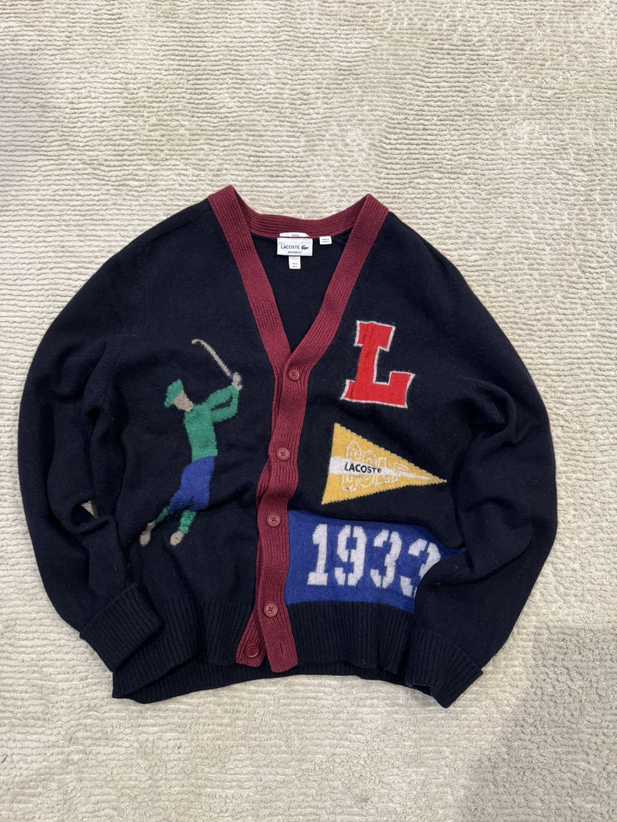 Lacoste Lacoste Heritage Golf Intarsia Knit Cardigan Size US M / EU 48-50 / 2 - 1 Thumbnail