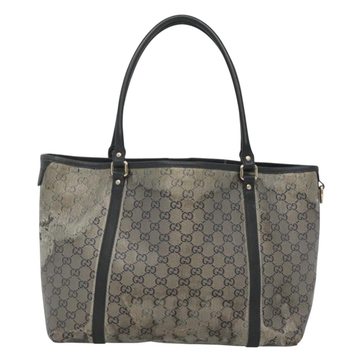 Gucci GUCCI GG Crystal Tote Bag Coated Canvas Navy Gold Size ONE SIZE - 3 Thumbnail