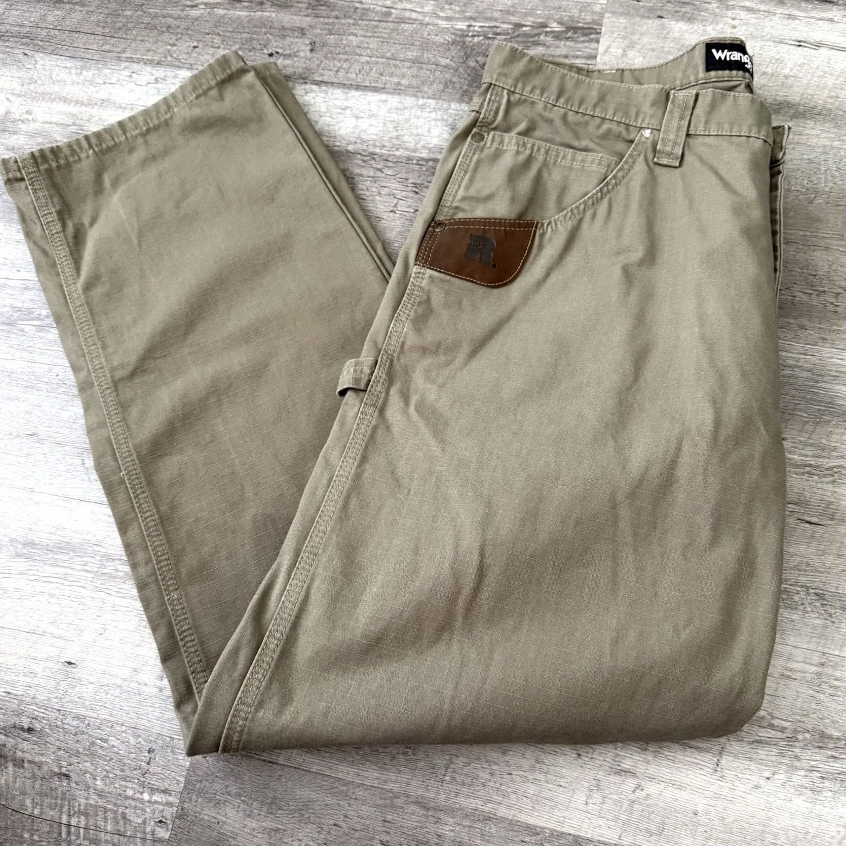 Wrangler Wrangler Riggs Workwear Pants Mens 36x33 Olive Green Cotton Carpenter Size US 36 / EU 52 - 7 Thumbnail