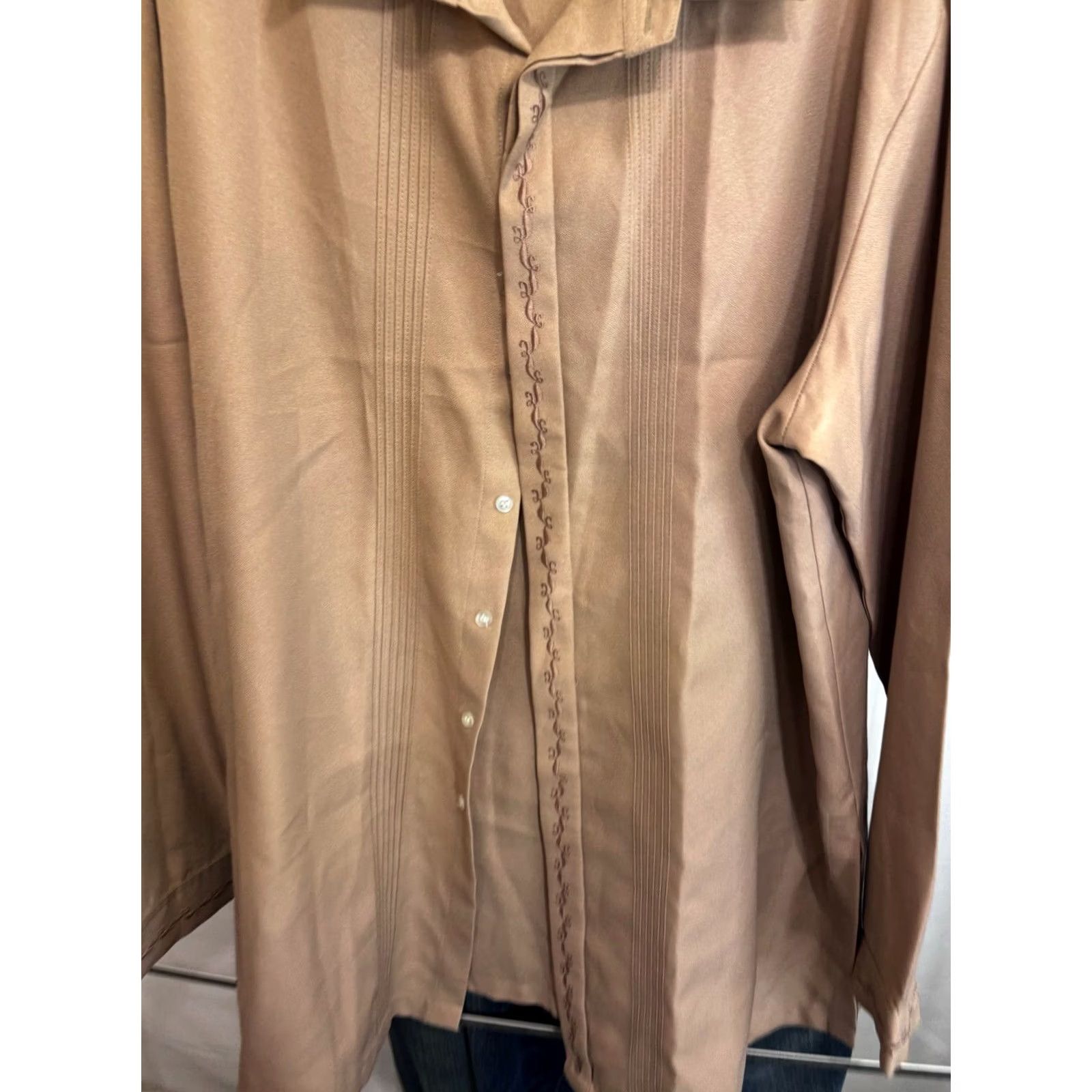 Vintage Barong Filipino Gray Embroidered Filipino Shirt XL Mens Long Sleeve Shirt Size US XL / EU 56 / 4 - 4 Thumbnail