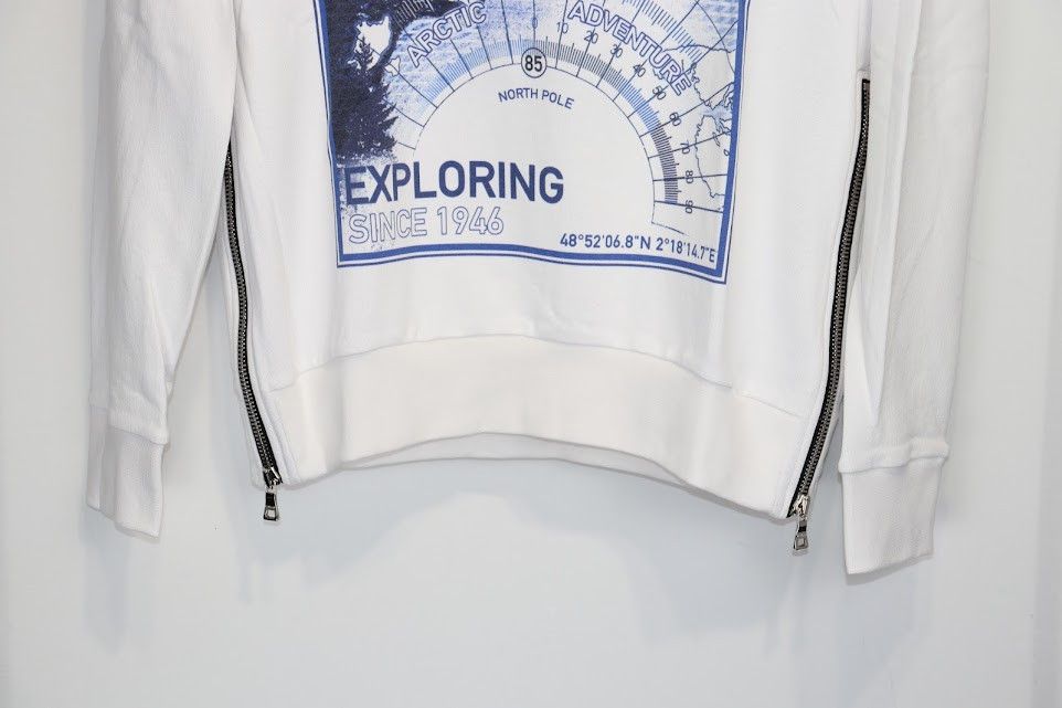 Balmain o1rshd1 Exploring Print Hoodie in White Size US M / EU 48-50 / 2 - 4 Thumbnail