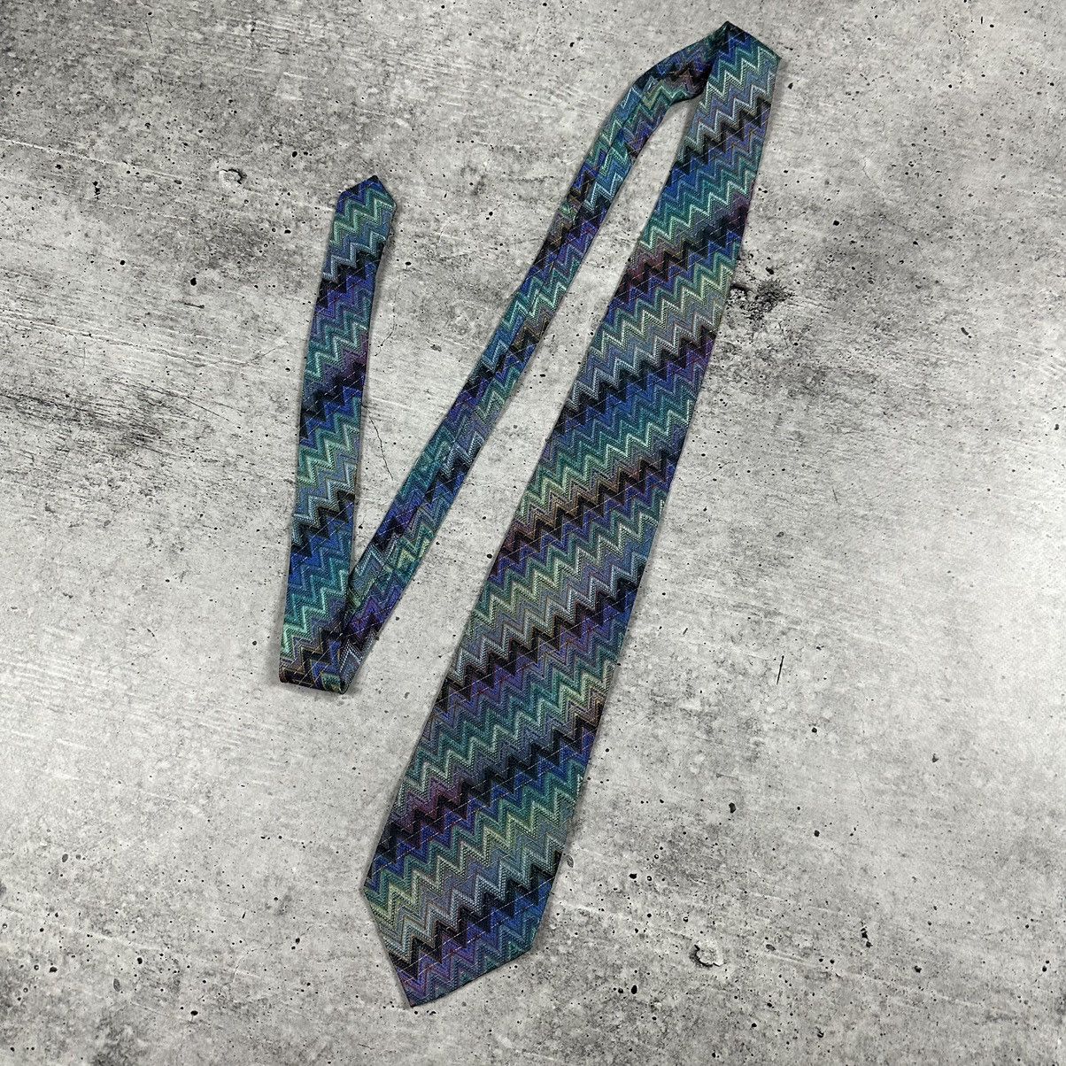 Designer MISSONI Men's Silk Necktie LUXURY Tie Purple Green Geometric Size ONE SIZE - 1 Thumbnail