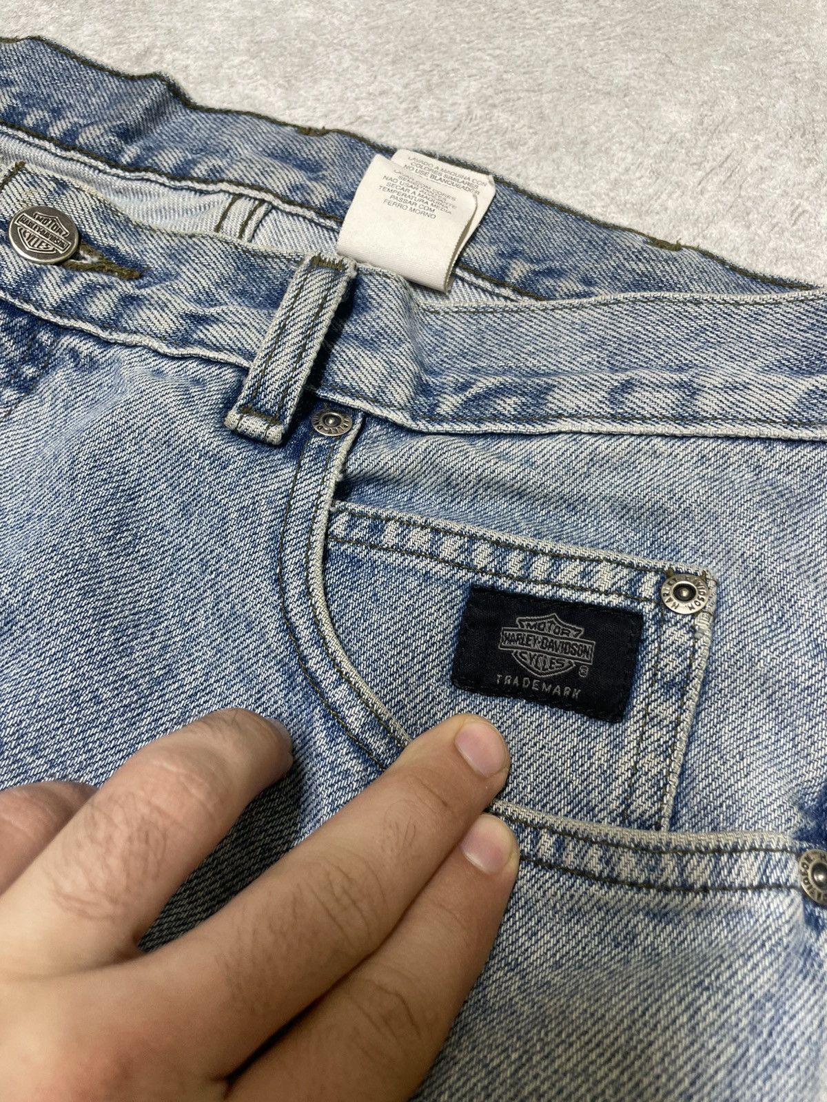 Harley Davidson × Vintage Vintage Rare Harley Davidson Trademark Logo Denim Jeans Size US 32 / EU 48 - 4 Thumbnail