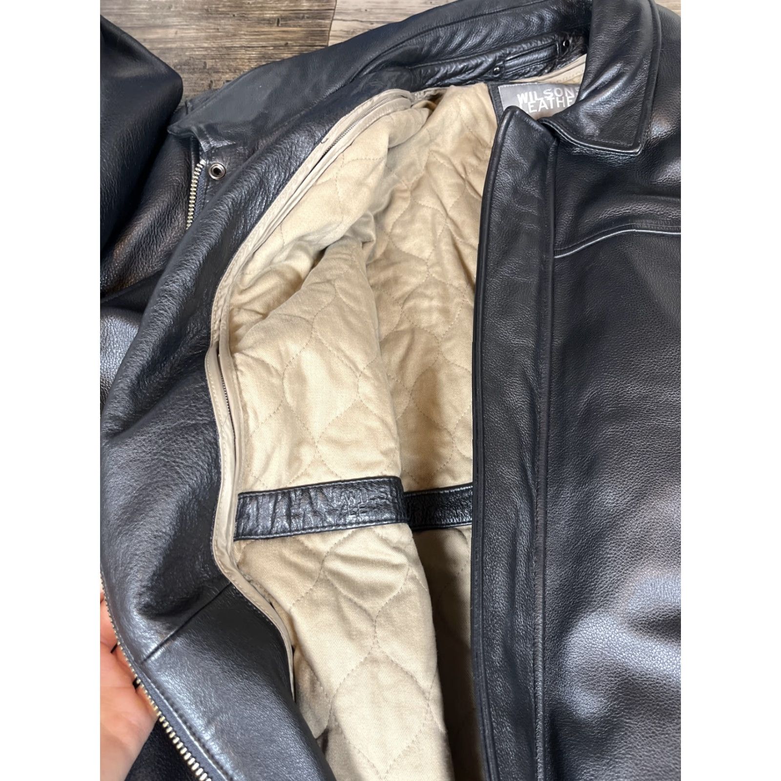 Vintage VINTAGE Wilsons Leather Jacket Mens 2XL Thinsulate Liner Full Zip Vtg Motorcycle Jacket Black Leather Belted Collared Zipper Pockets Mens Size US XXL / EU 58 / 5 - 5 Thumbnail