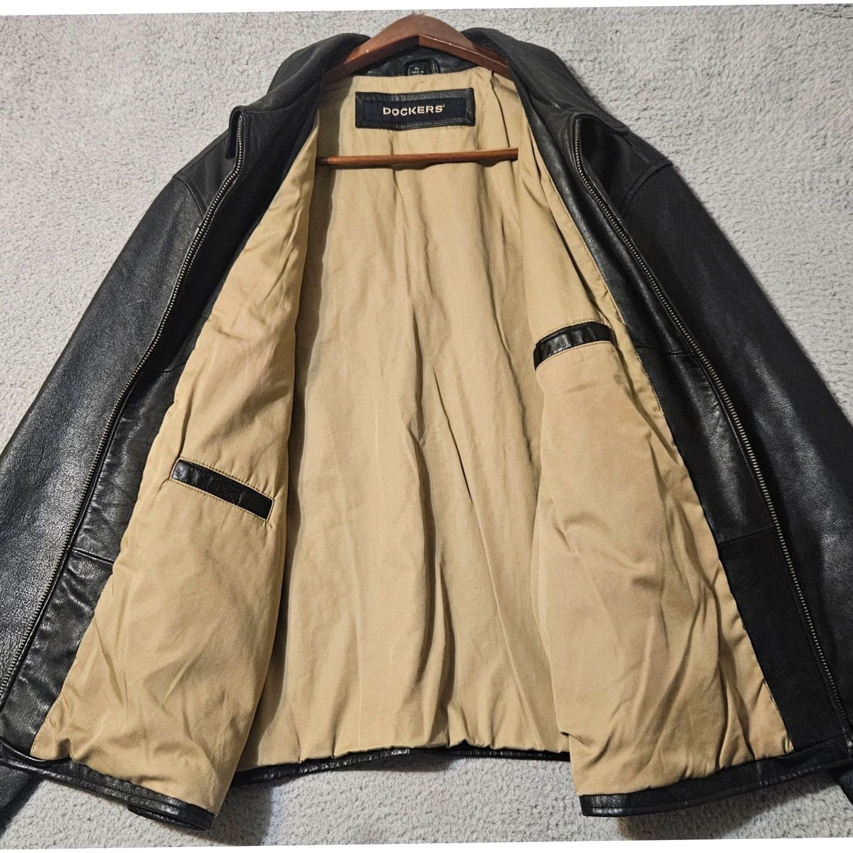 Dockers Dockers Jacket Coat Men's Size XL Black 100% Cow Leather Full Zip Size US XL / EU 56 / 4 - 2 Thumbnail